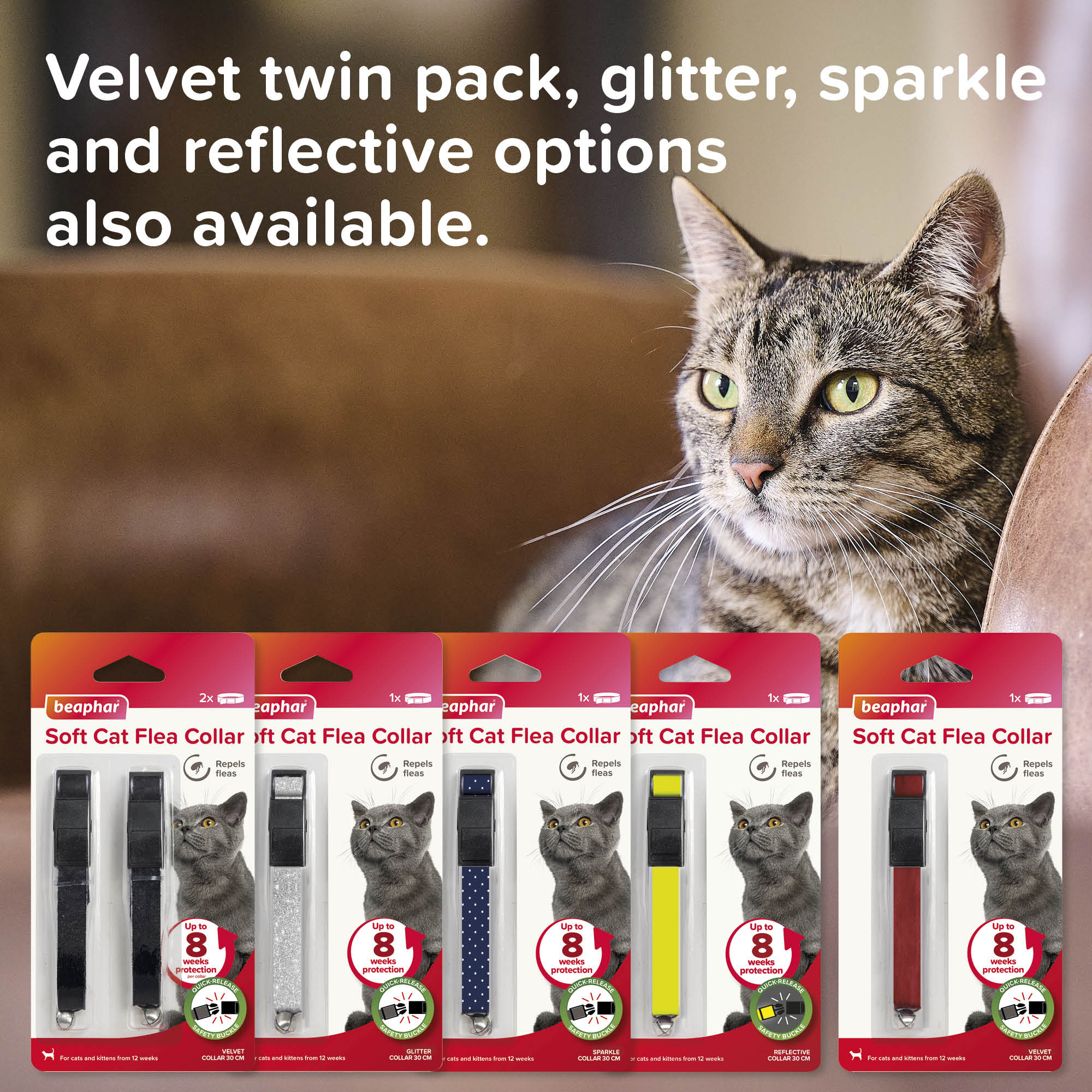 Beaphar Soft Velvet Flea Collar for Cats, 30cm