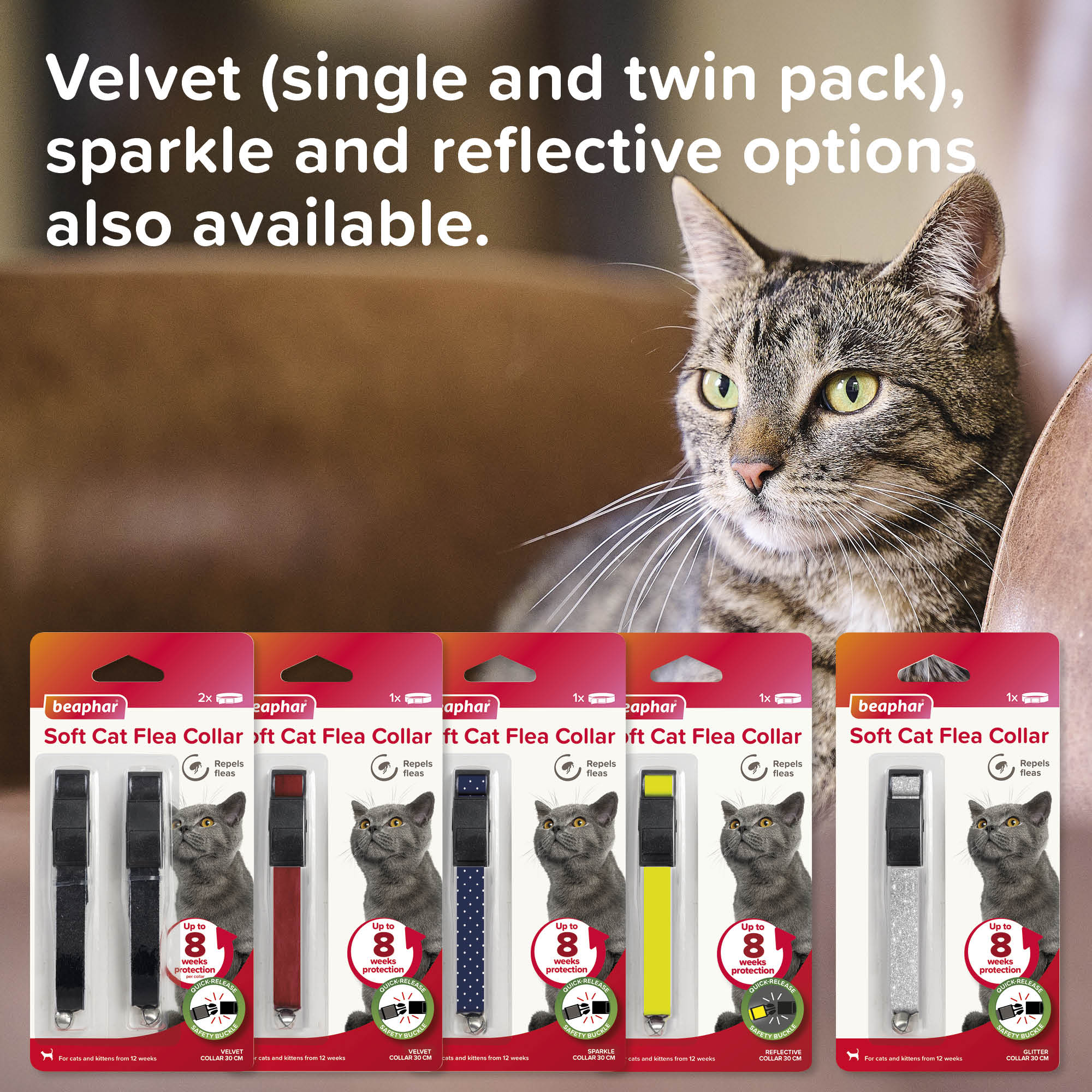 Beaphar Soft Glitter Flea Collar for Cats, 30cm