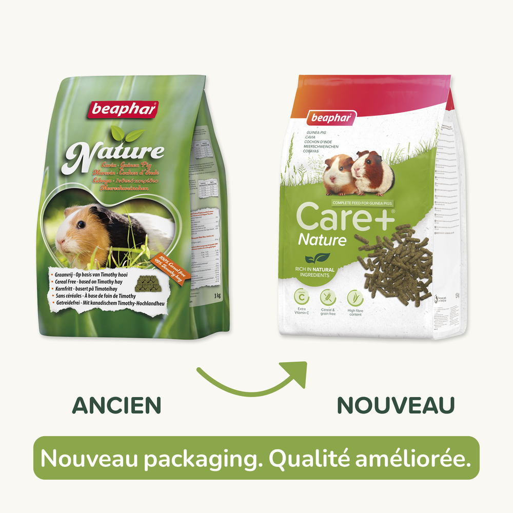 Care+® Nature, Aliment Premium pour Cochon d'Inde - 1,5 kg