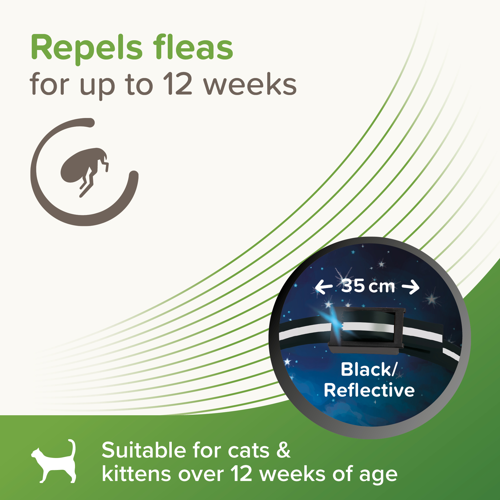 Beaphar VETOpure Plant-Based Reflective Flea Repellent Collar for Cats, 35cm