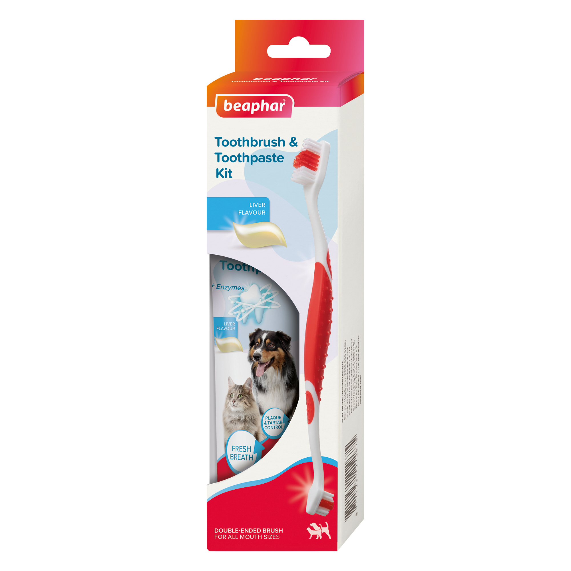 Beaphar Toothbrush & Toothpaste Dental Care Kit for Cats and Dogs, 1 x toothbrush and 1 x 100g toothpaste