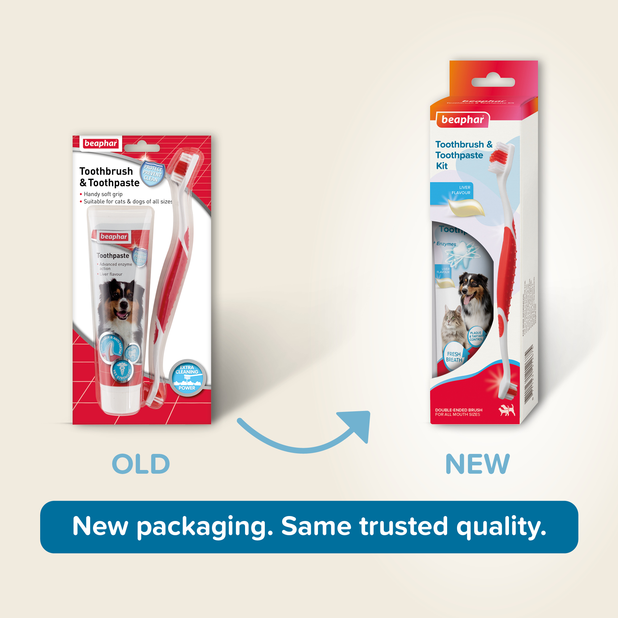 Beaphar Toothbrush & Toothpaste Dental Care Kit for Cats and Dogs, 1 x toothbrush and 1 x 100g toothpaste