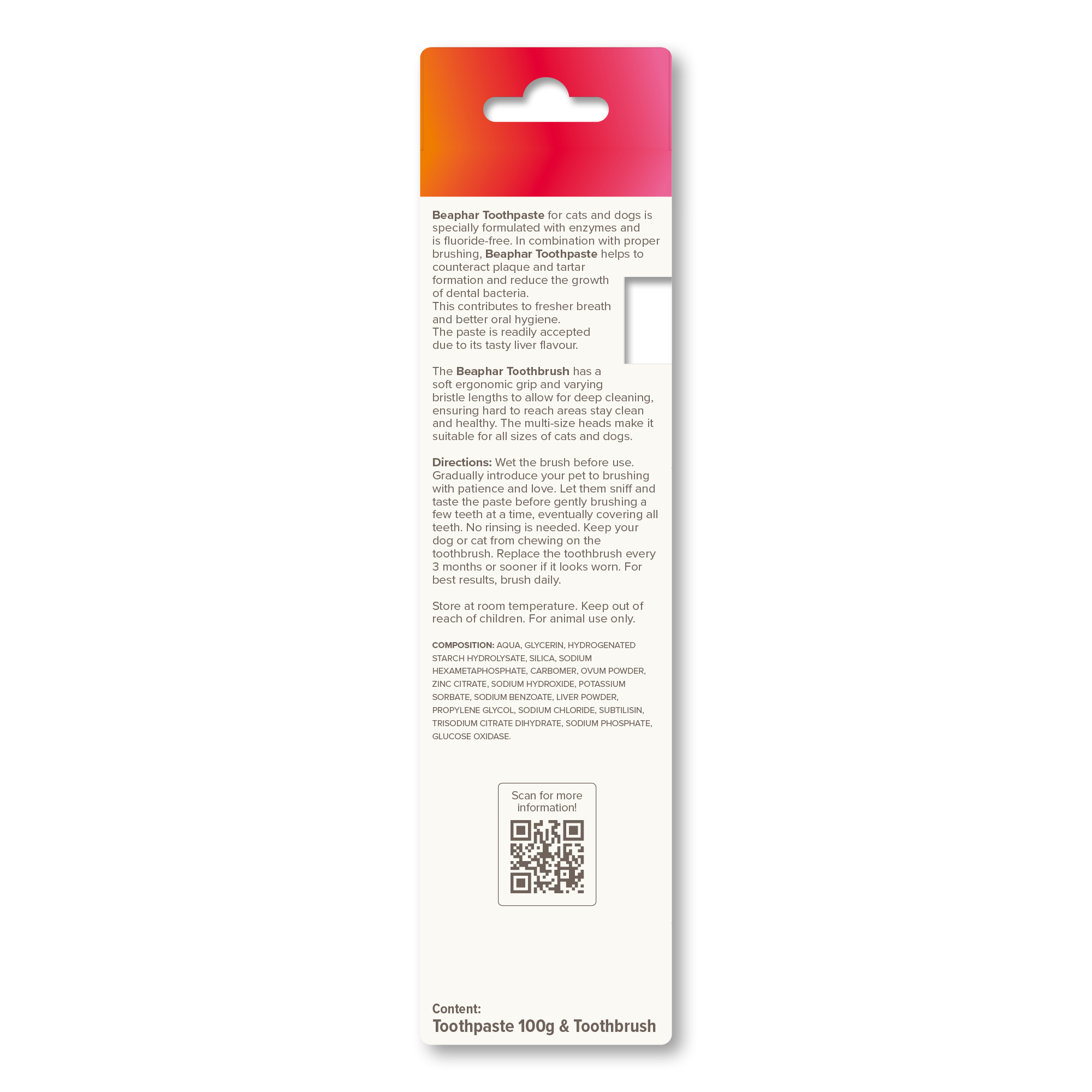 Beaphar Toothbrush & Toothpaste Dental Care Kit for Cats and Dogs, 1 x toothbrush and 1 x 100g toothpaste