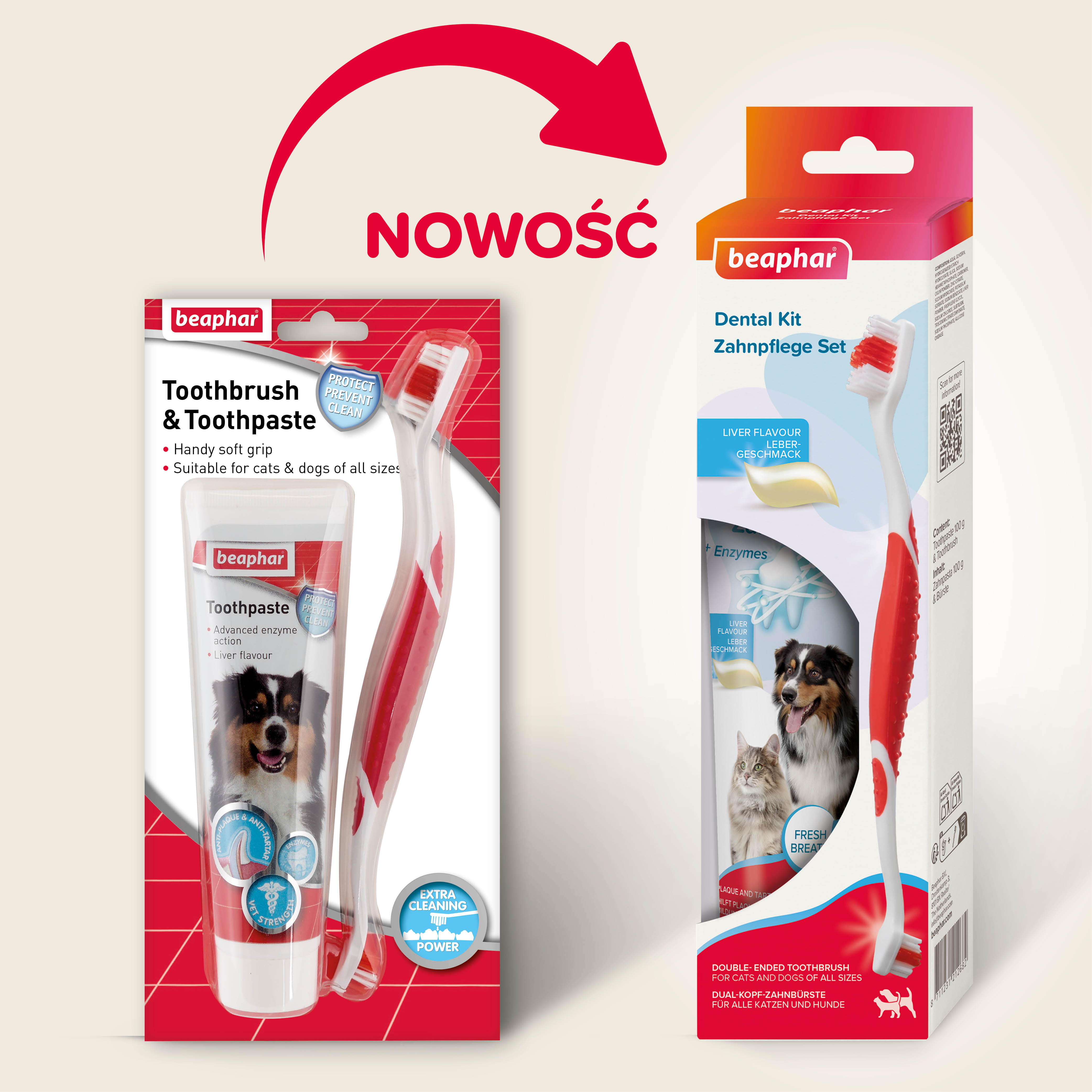 TOOTH COMBIPACK - zestaw: pasta do zębów 100g + szczoteczka dla dorosłego psa/kota