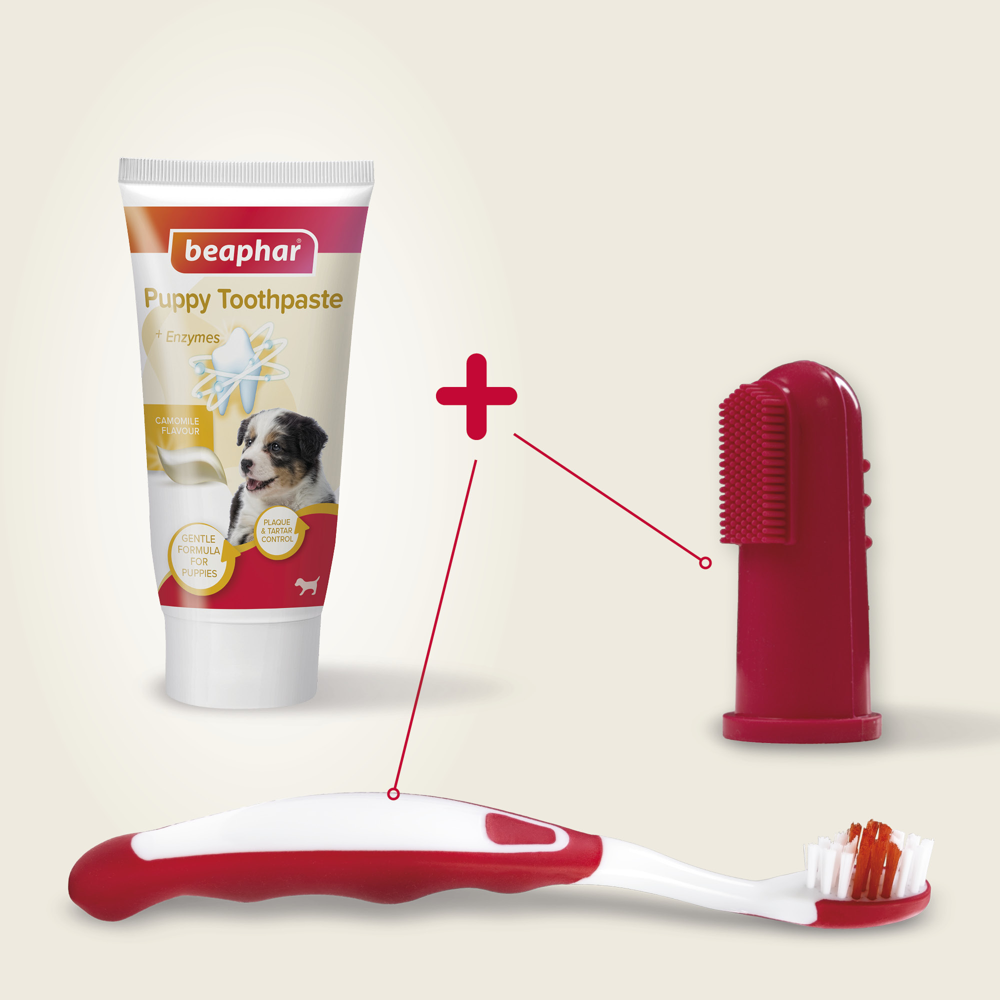 Combipack Puppy (tandpasta + 2 borstels)