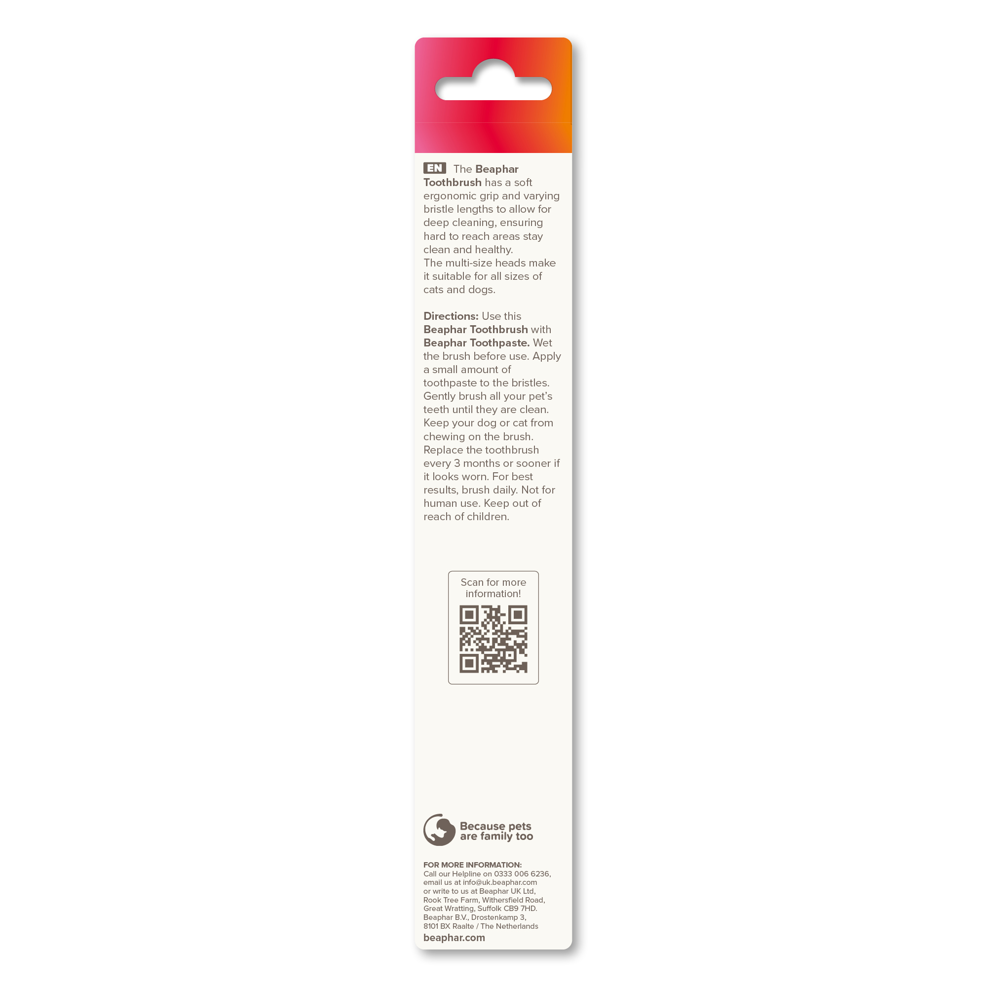 Beaphar Double-Ended Toothbrush for Cats and Dogs, 1 brush