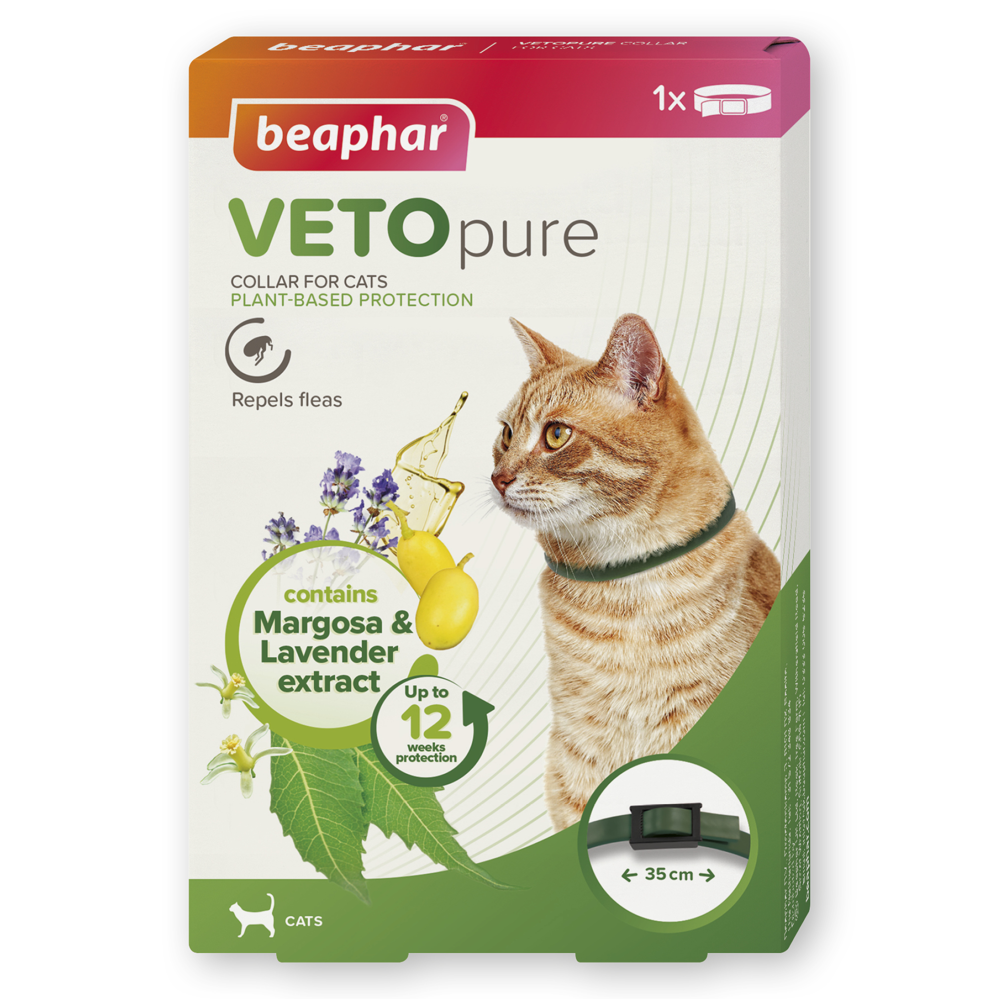 Beaphar VETOpure Plant-Based Flea Repellent Collar for Cats, 35cm