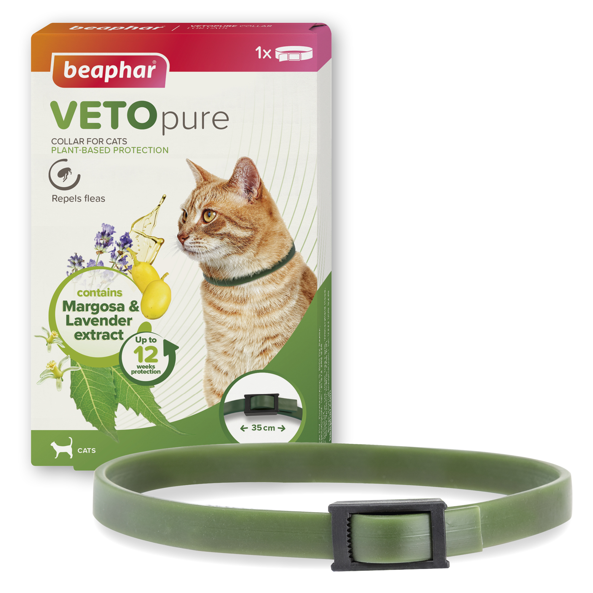 Beaphar VETOpure Plant-Based Flea Repellent Collar for Cats, 35cm