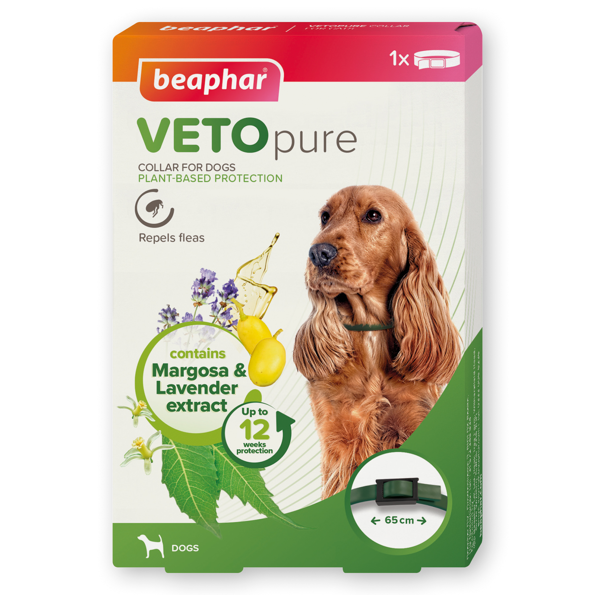 Beaphar VETOpure Plant-Based Flea Flea Repellent Collar for Dogs, 65cm