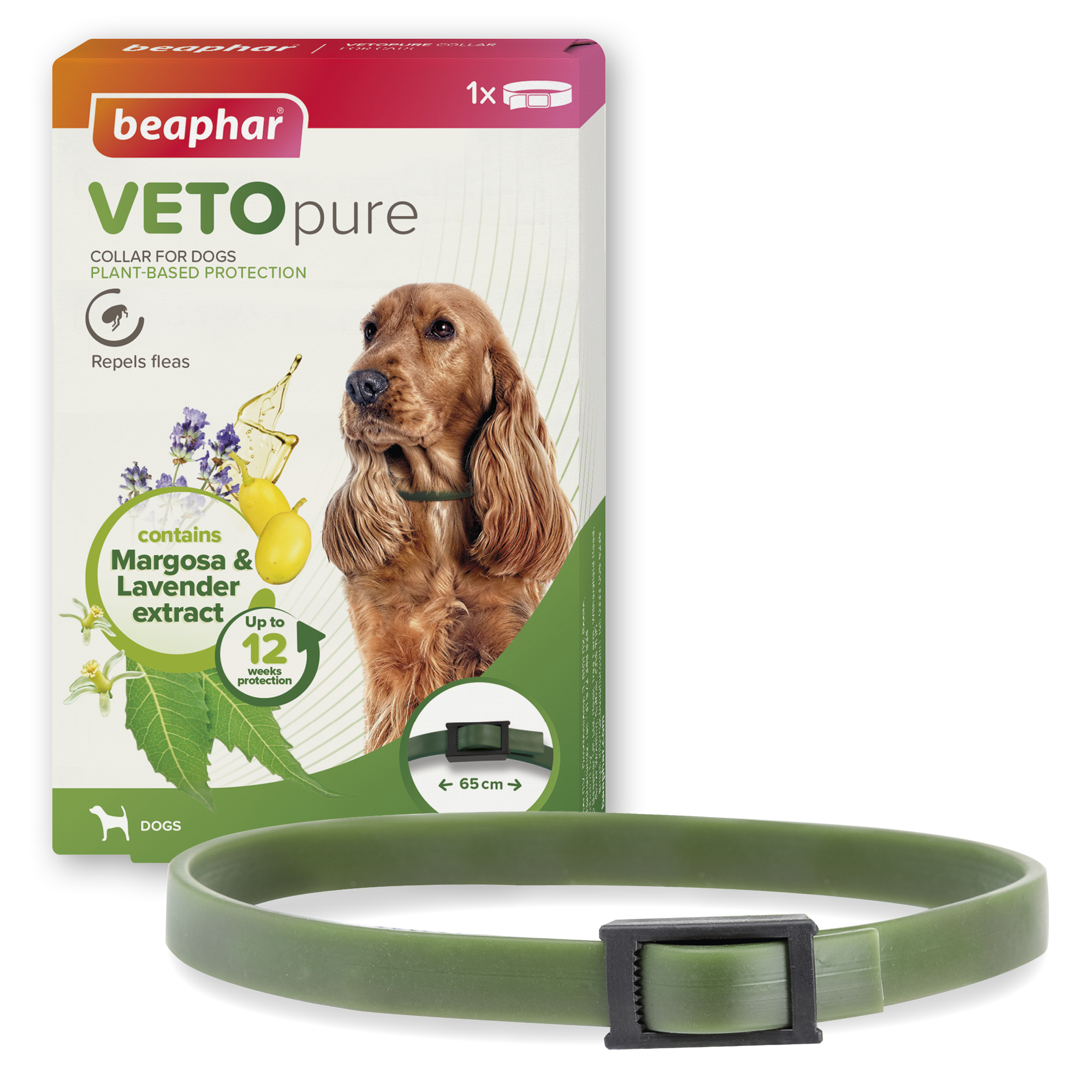 Beaphar VETOpure Plant-Based Flea Flea Repellent Collar for Dogs, 65cm
