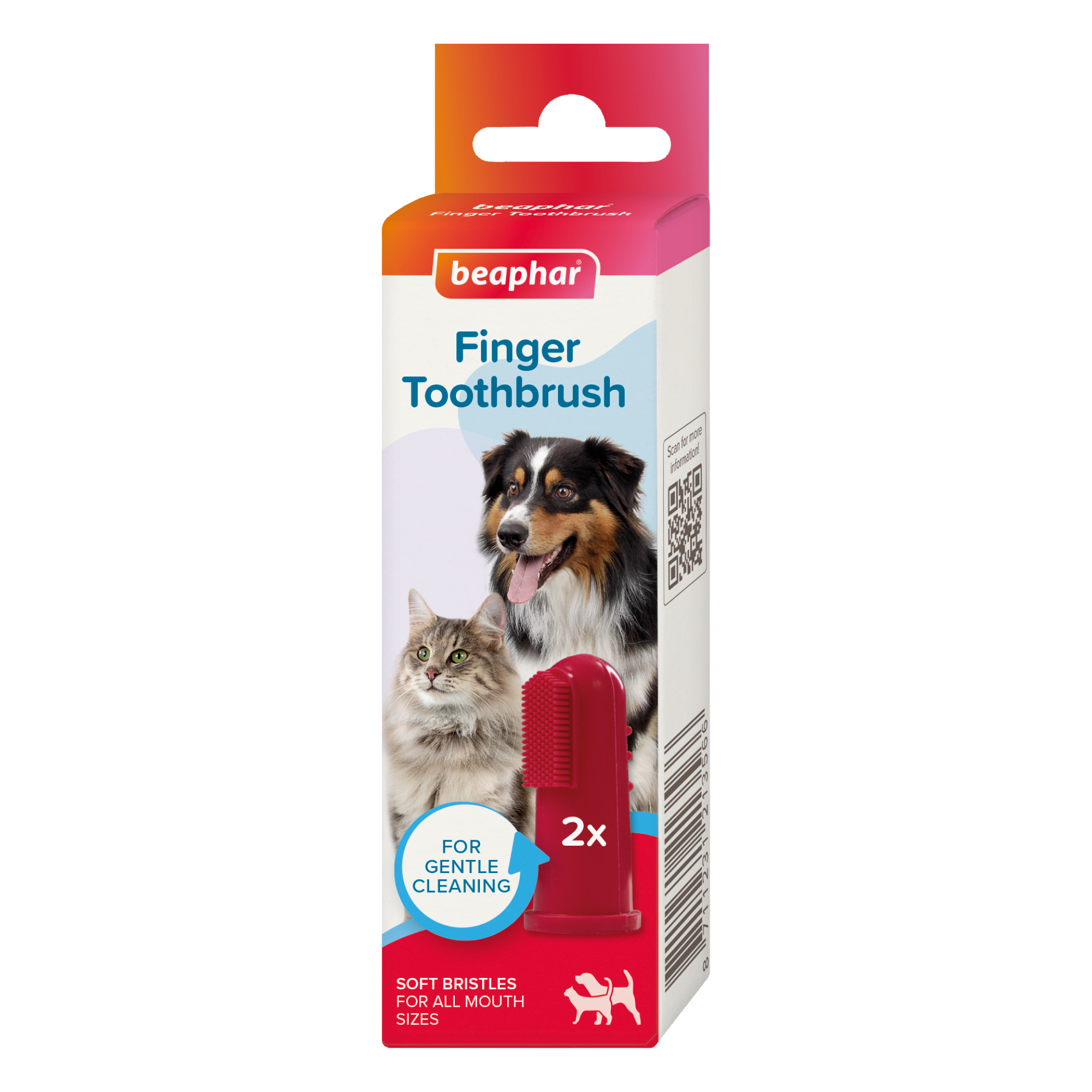 Beaphar Soft Finger Toothbrush for Cats and Dogs, 2 brush pack