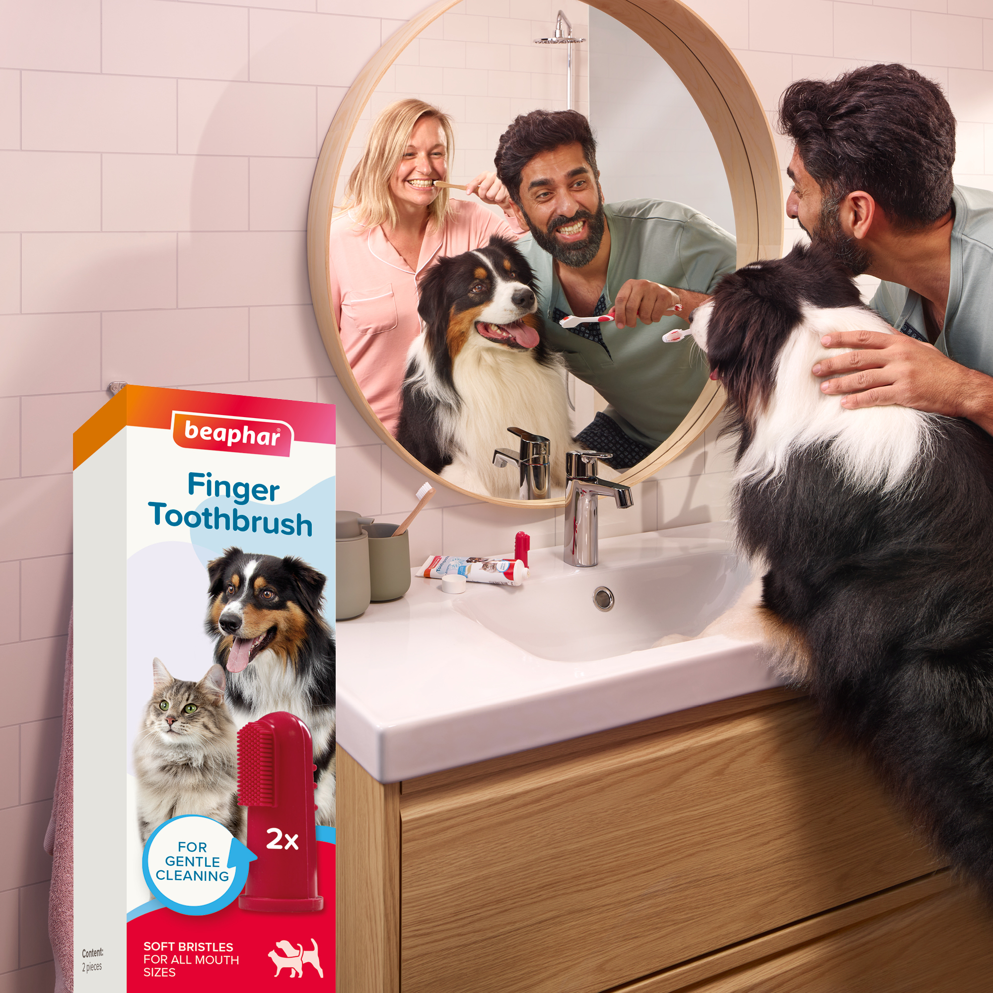 Beaphar Soft Finger Toothbrush for Cats and Dogs, 2 brush pack