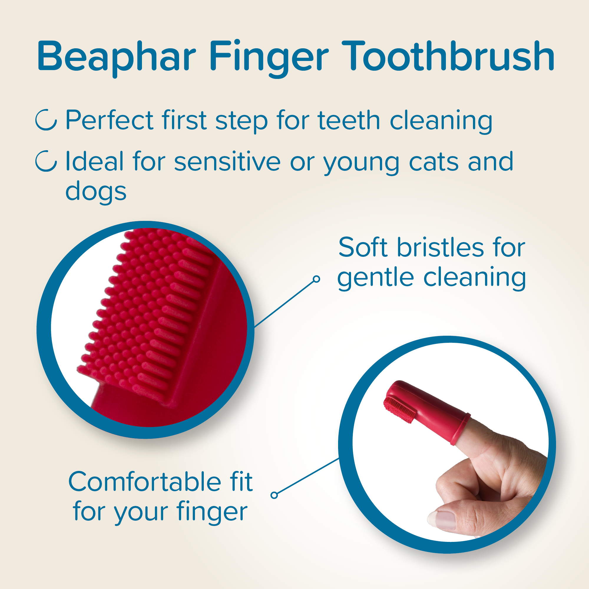 Beaphar Soft Finger Toothbrush for Cats and Dogs, 2 brush pack