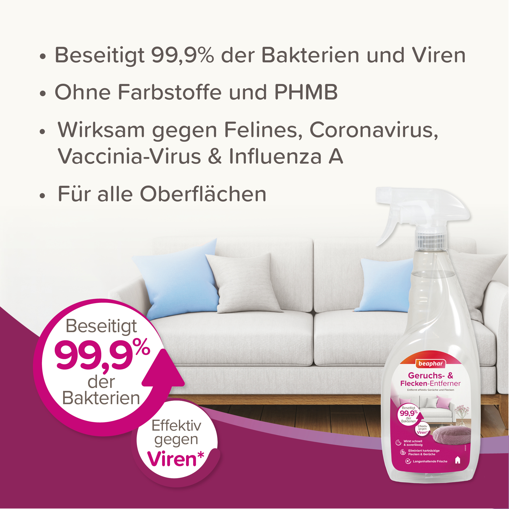 Beaphar Geruchs- und Flecken-Entferner, 750ml