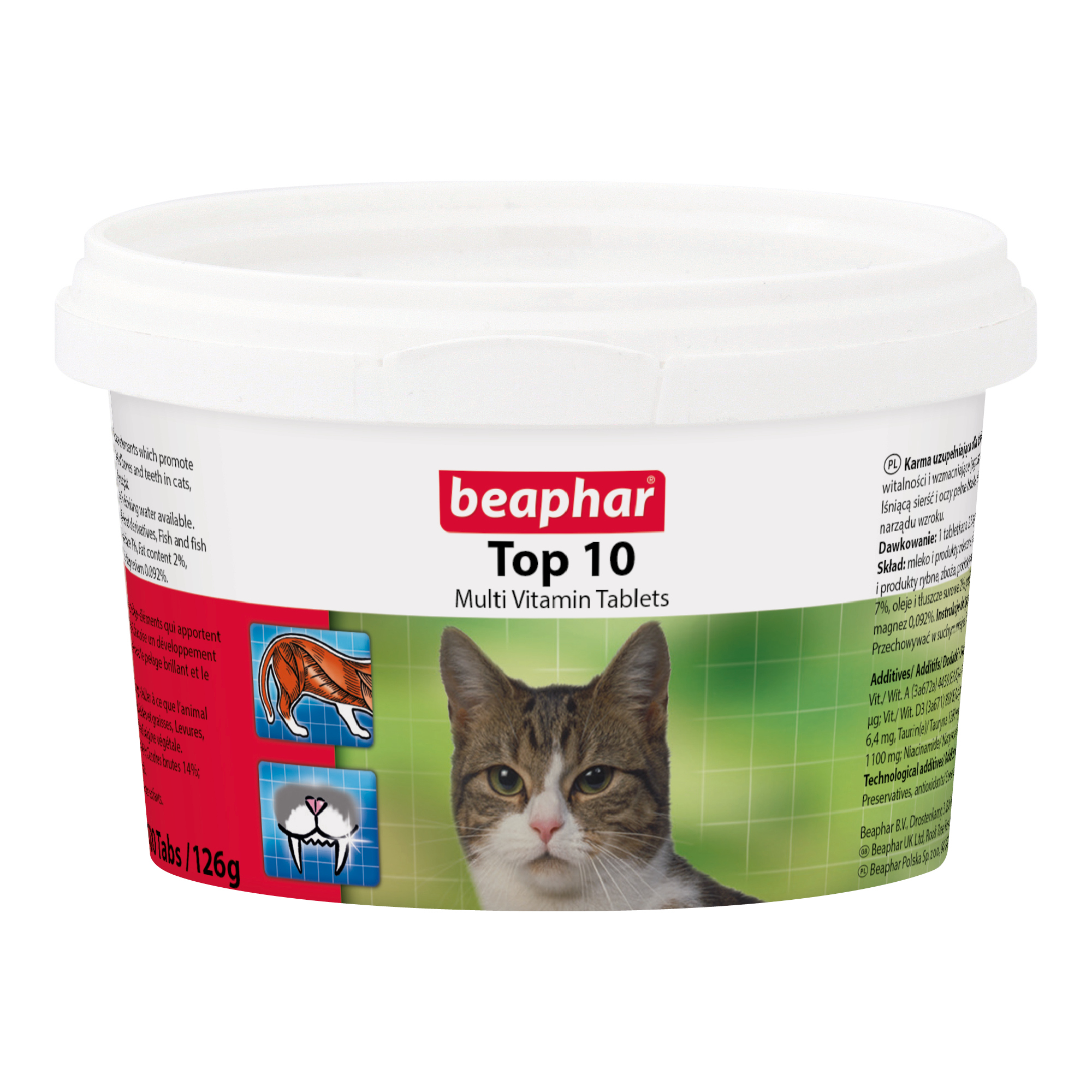 Beaphar Top 10 Multi-Vitamin Tablets for Cats, 180 Tablet Pack