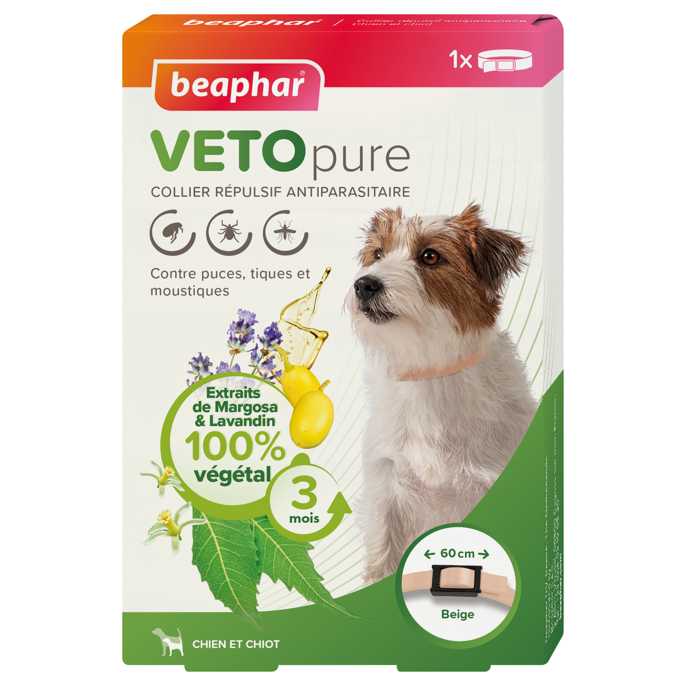 VETOpure, collier répulsif antiparasitaire pour chien & chiot - Beige