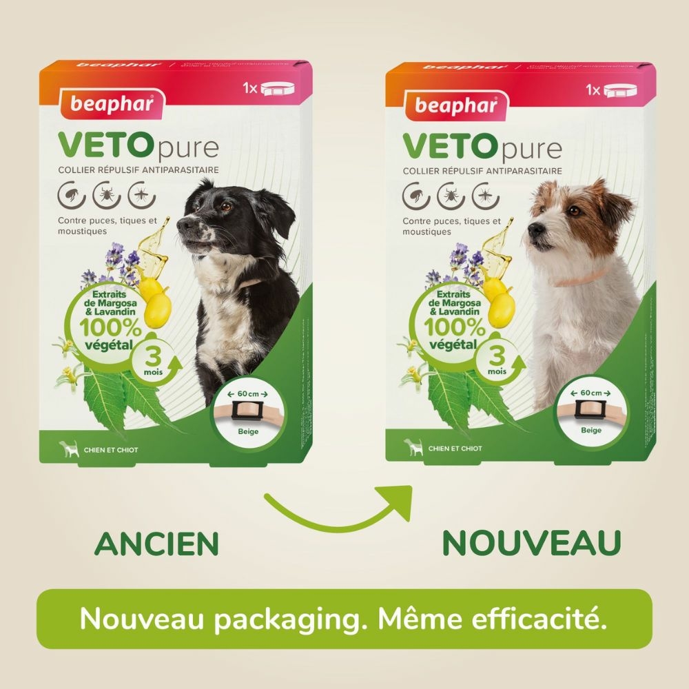 VETOpure, collier répulsif antiparasitaire pour chien & chiot - Beige