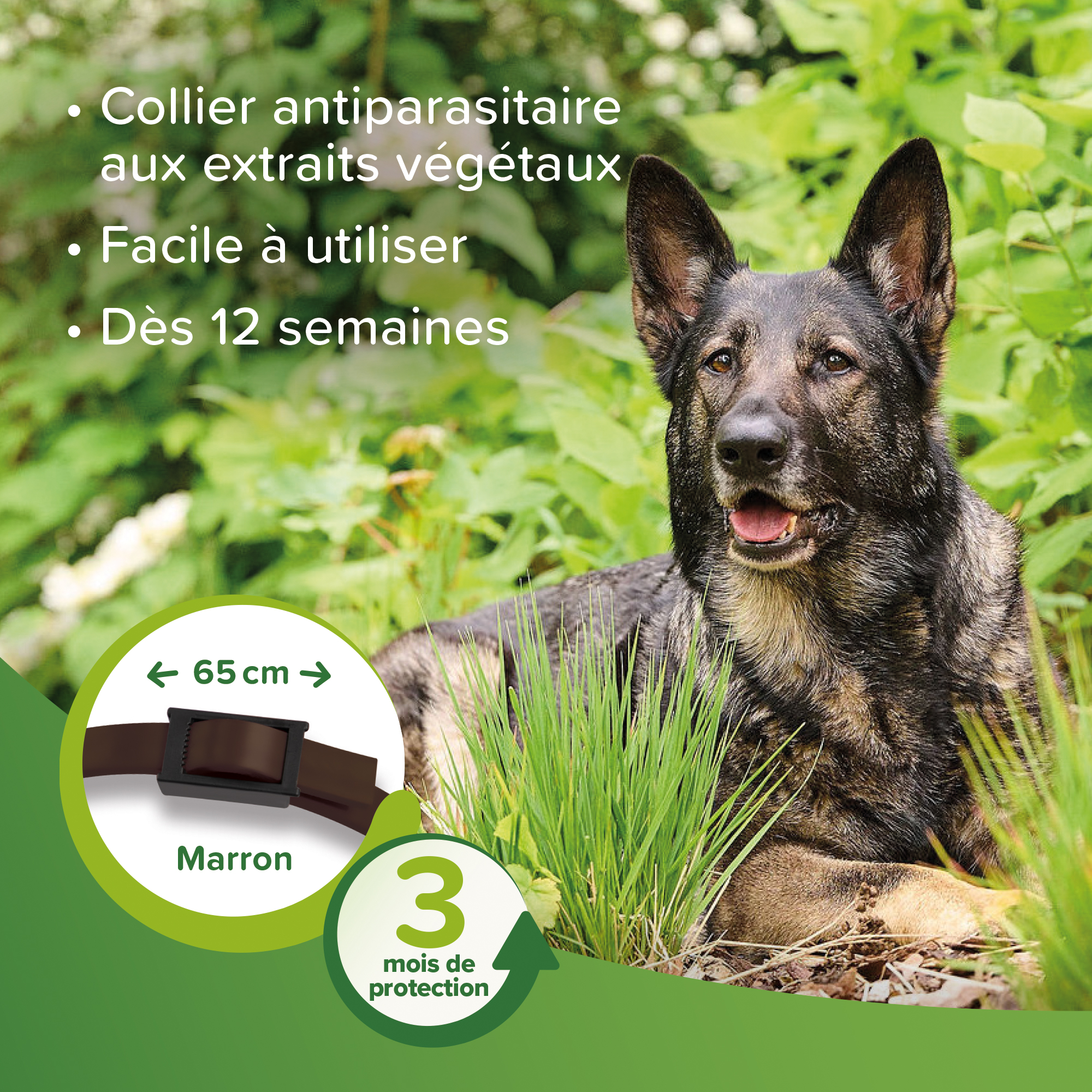 VETOpure, collier répulsif antiparasitaire pour grand chien - Marron