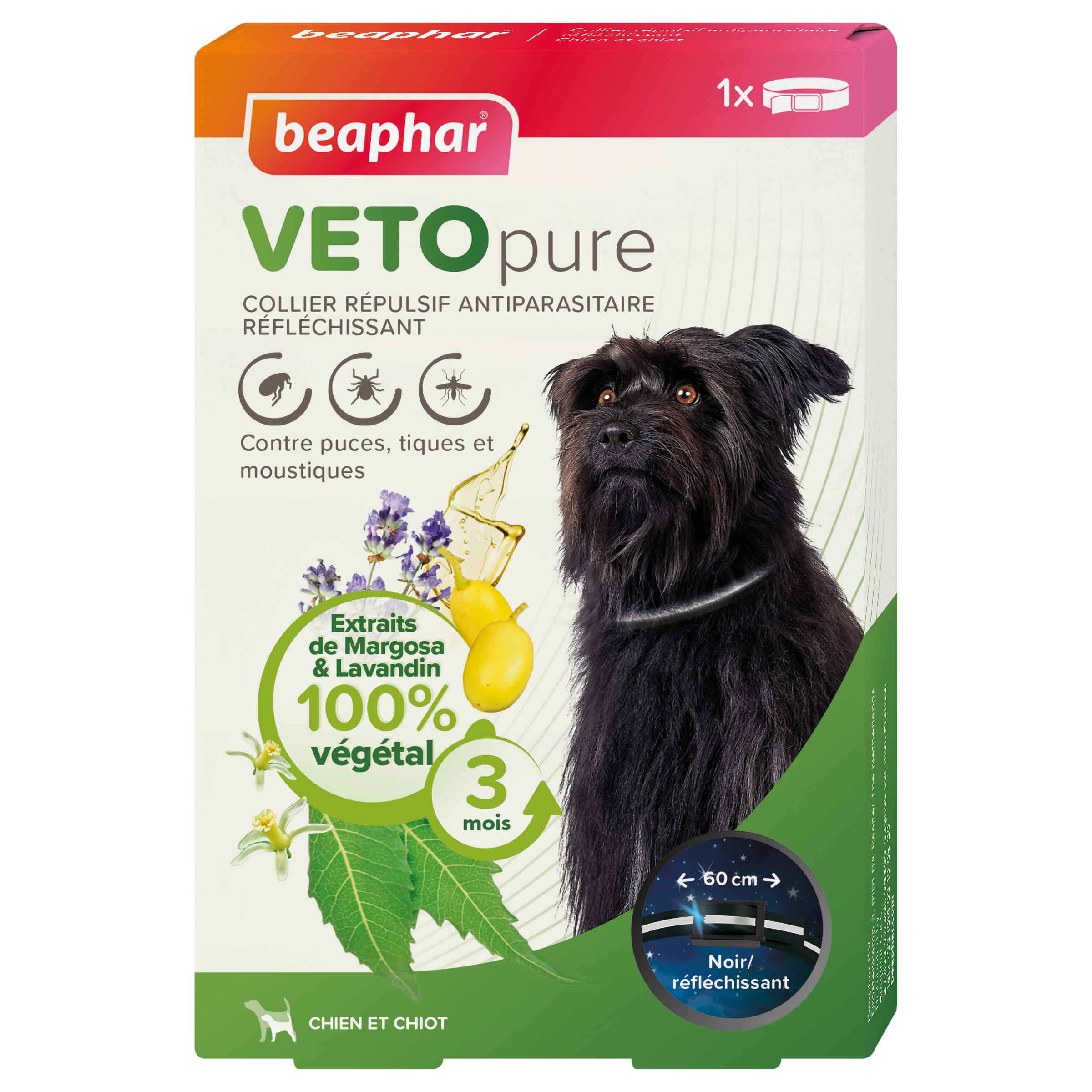 VETOpure, collier répulsif antiparasitaire réfléchissant pour chien & chiot