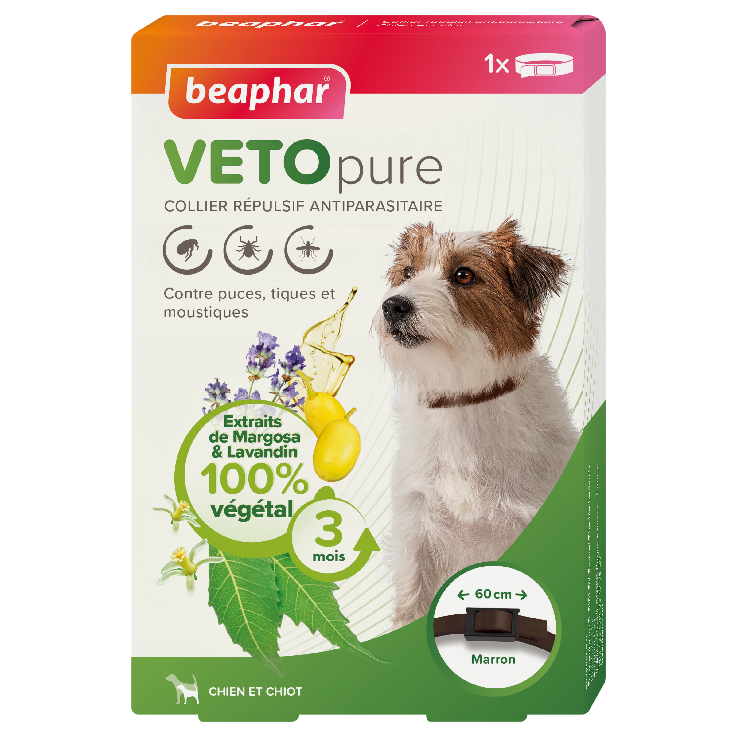 VETOpure, collier répulsif antiparasitaire pour chien & chiot - Marron