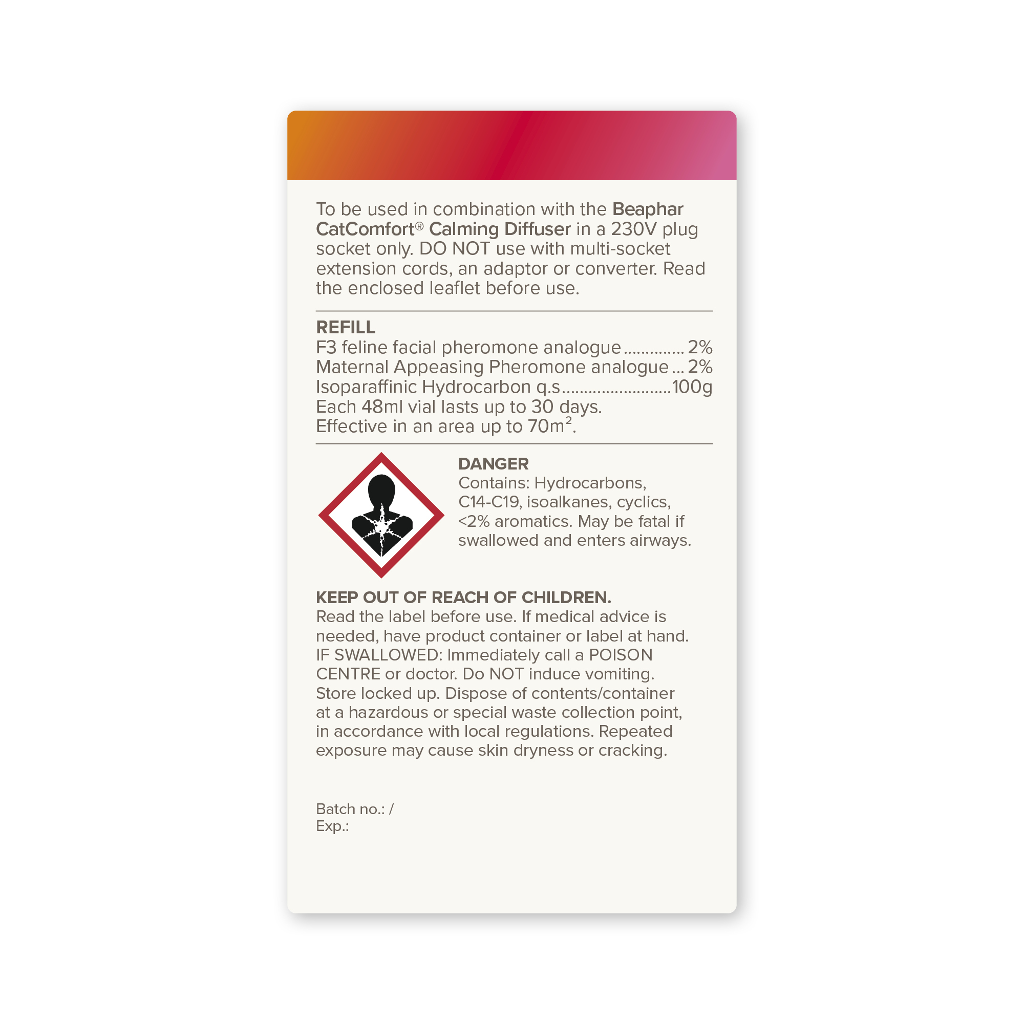 Beaphar CatComfort® Excellence 30 Day Calming Diffuser Refill, 48ml