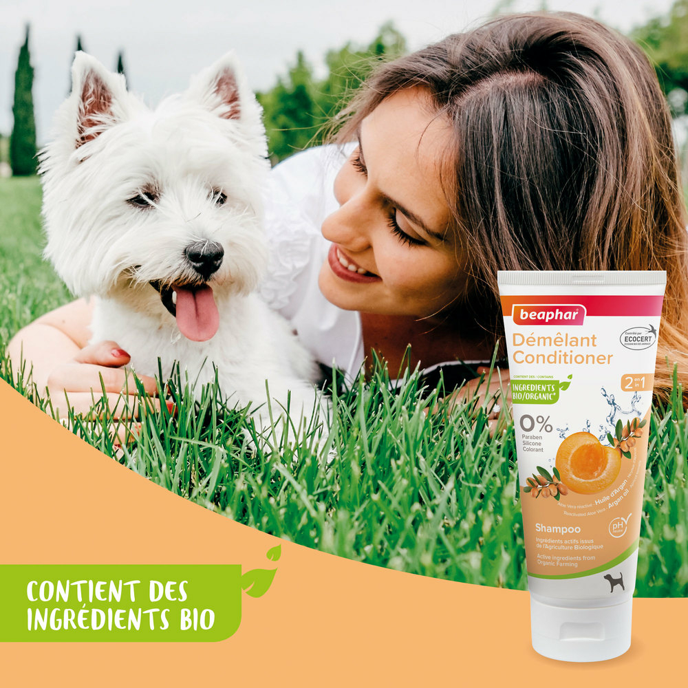 Shampoing Démêlant 2 en 1 labellisé ECOCERT pour chien - 200 ml