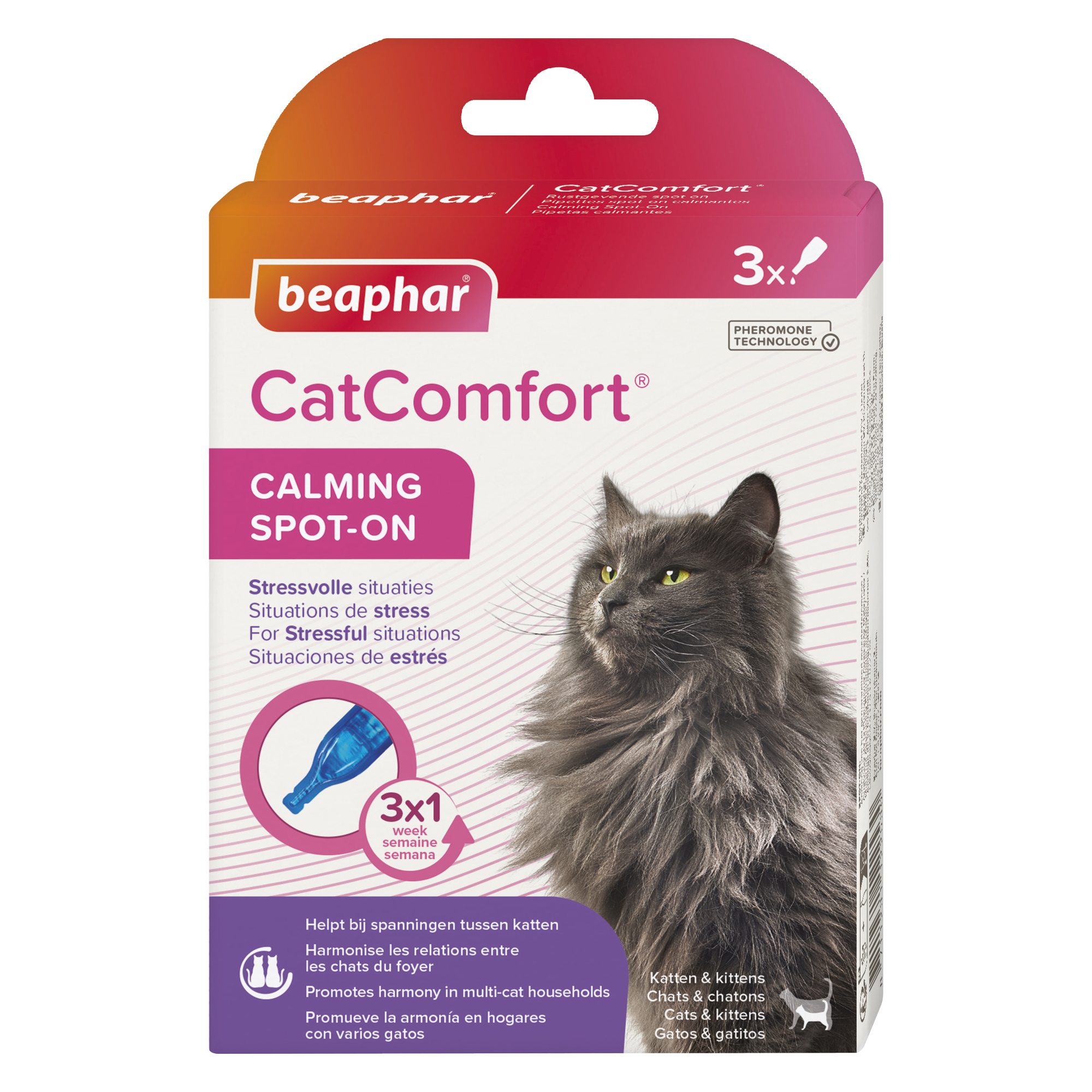 Beaphar CatComfort® Pheromone Calming Spot-On for Cats, 3 pipettes
