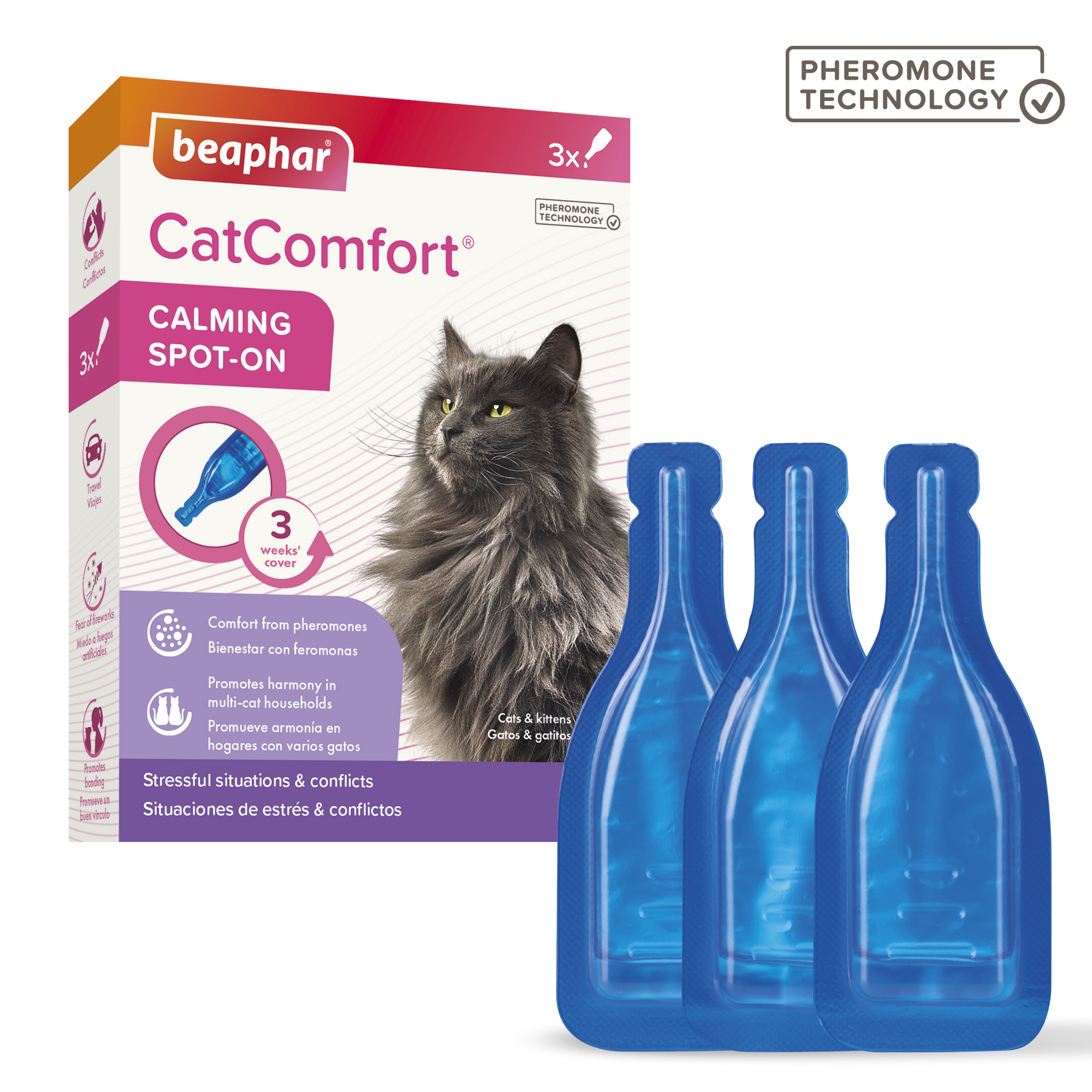 Beaphar CatComfort® Pheromone Calming Spot-On for Cats, 3 pipettes