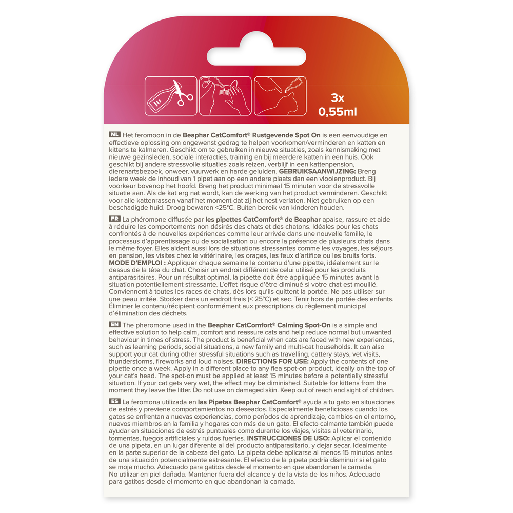 CatComfort®, pipettes calmantes pour chats et chatons aux phéromones - 3 pipettes