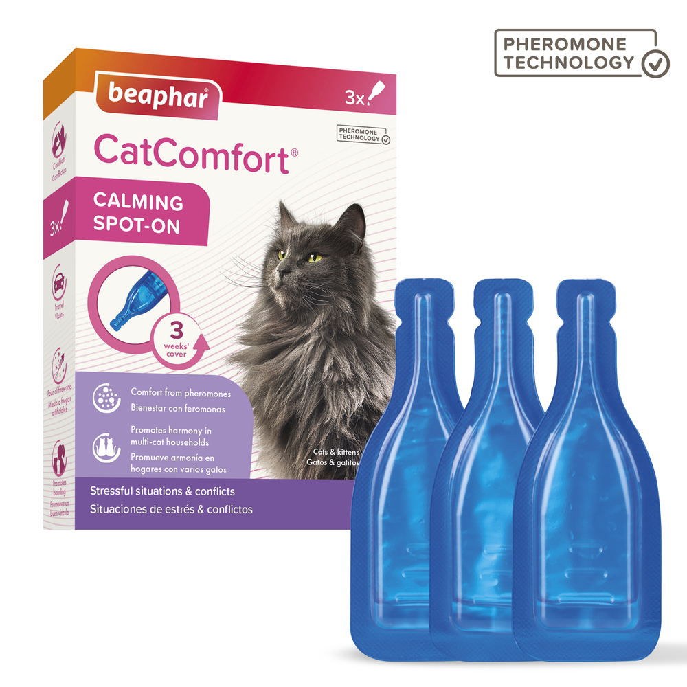 CatComfort®, pipettes calmantes pour chats et chatons aux phéromones - 3 pipettes