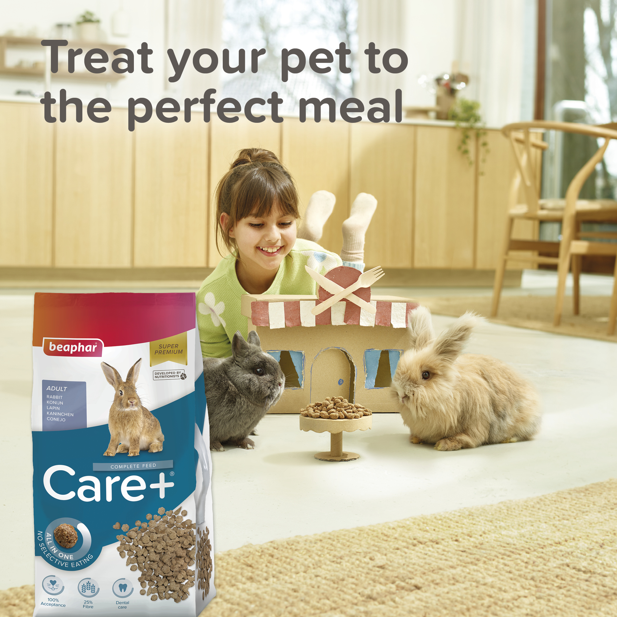 Care+® teljesértékű eledel felnőtt nyulaknak, 5kg