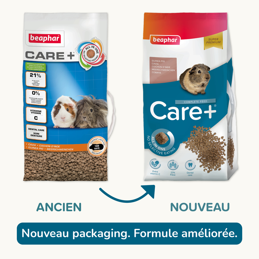 Care +, Alimentation extrudée super premium, Cochon d’Inde - 5 kg