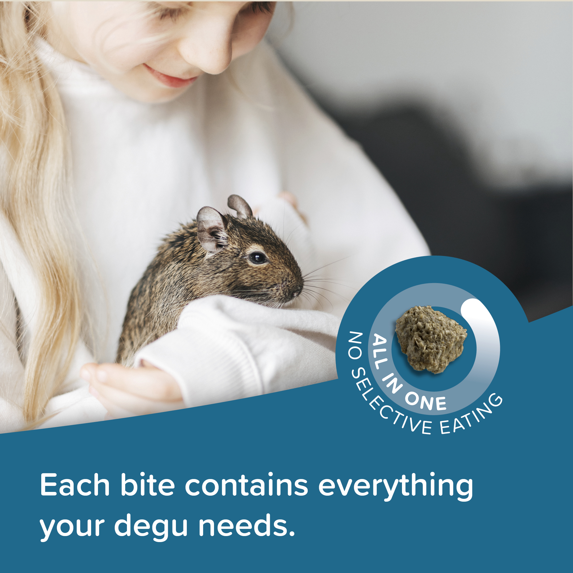 Care+® teljesértékű eledel deguknak, 750g