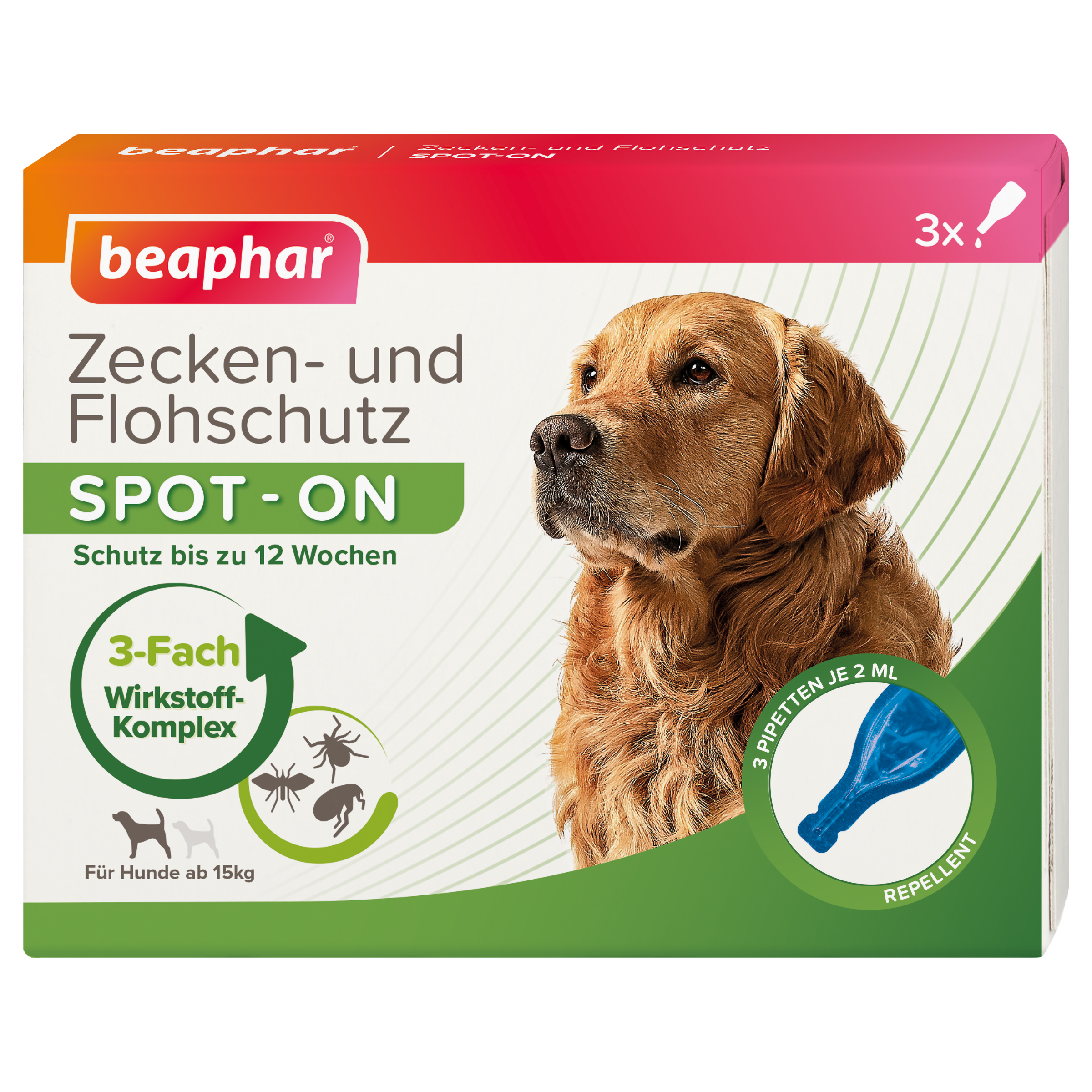 Beaphar Zecken- und Flohschutz SPOT-ON 3x2ml, für große Hunde (ab 15 kg)
