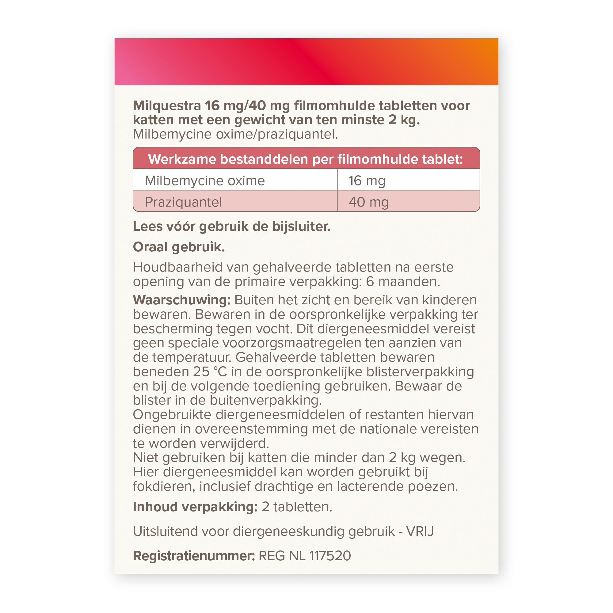 Beaphar Milquestra ontwormingsmiddel kat 2 tabletten