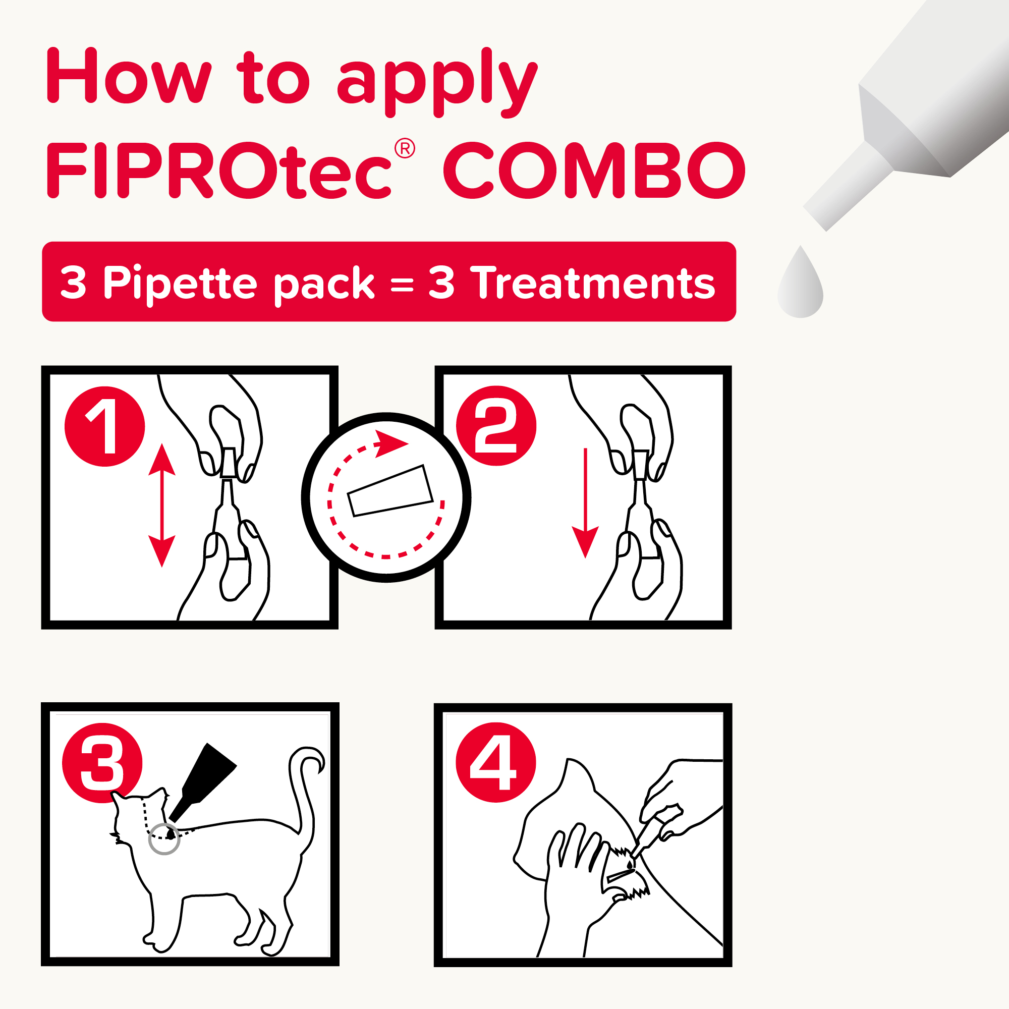 Beaphar FIPROtec® COMBO Flea & Tick Spot-On for Cats, 3 Pipettes