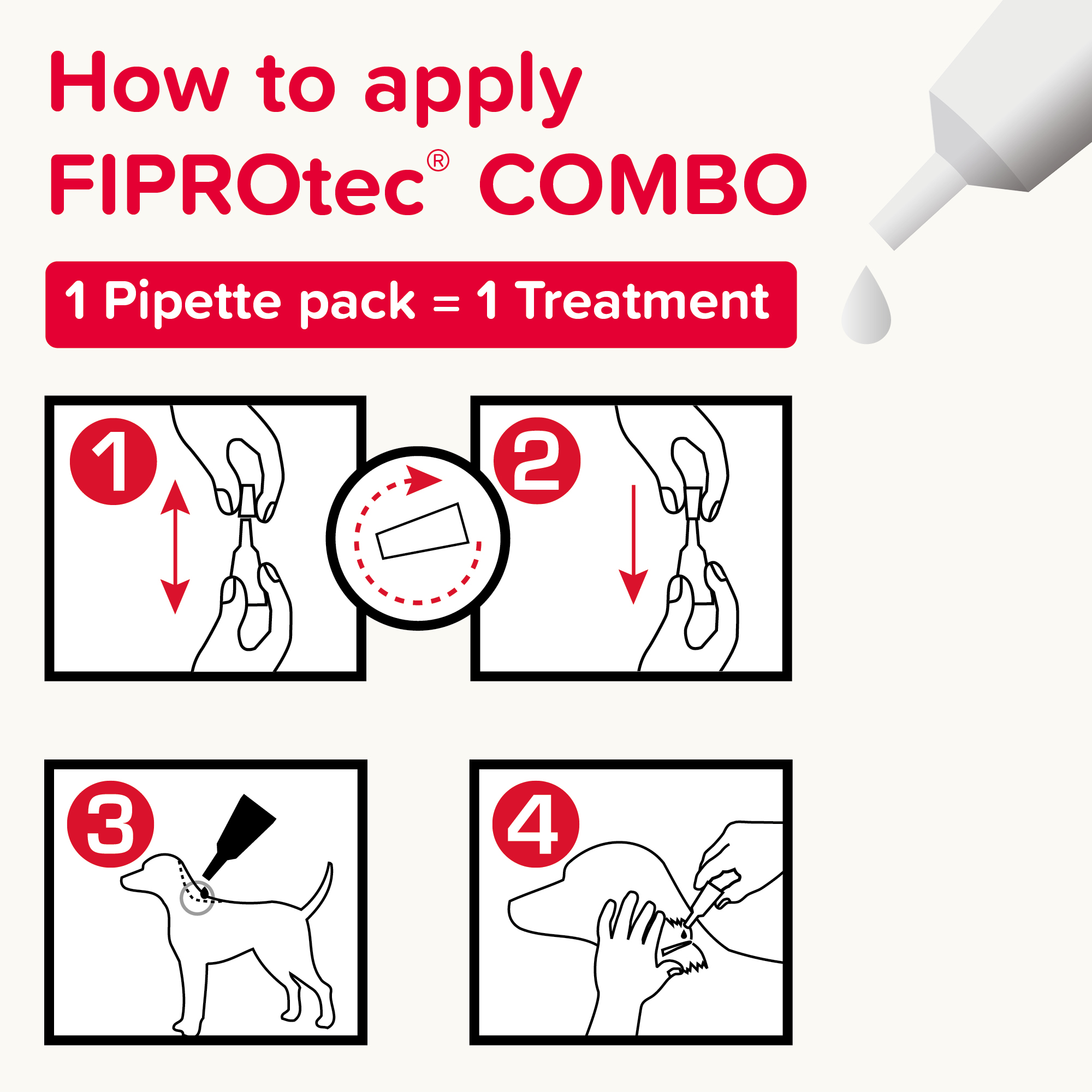 Beaphar FIPROtec® COMBO Flea & Tick Spot-On for Medium Dogs (10-20kg), 1 Pipette