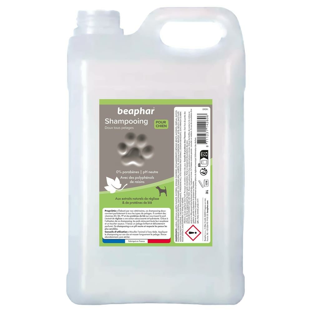 Shampooing premium Empreinte - Doux tous pelages extraits naturels de réglisse & de protéines de blé - 3 L