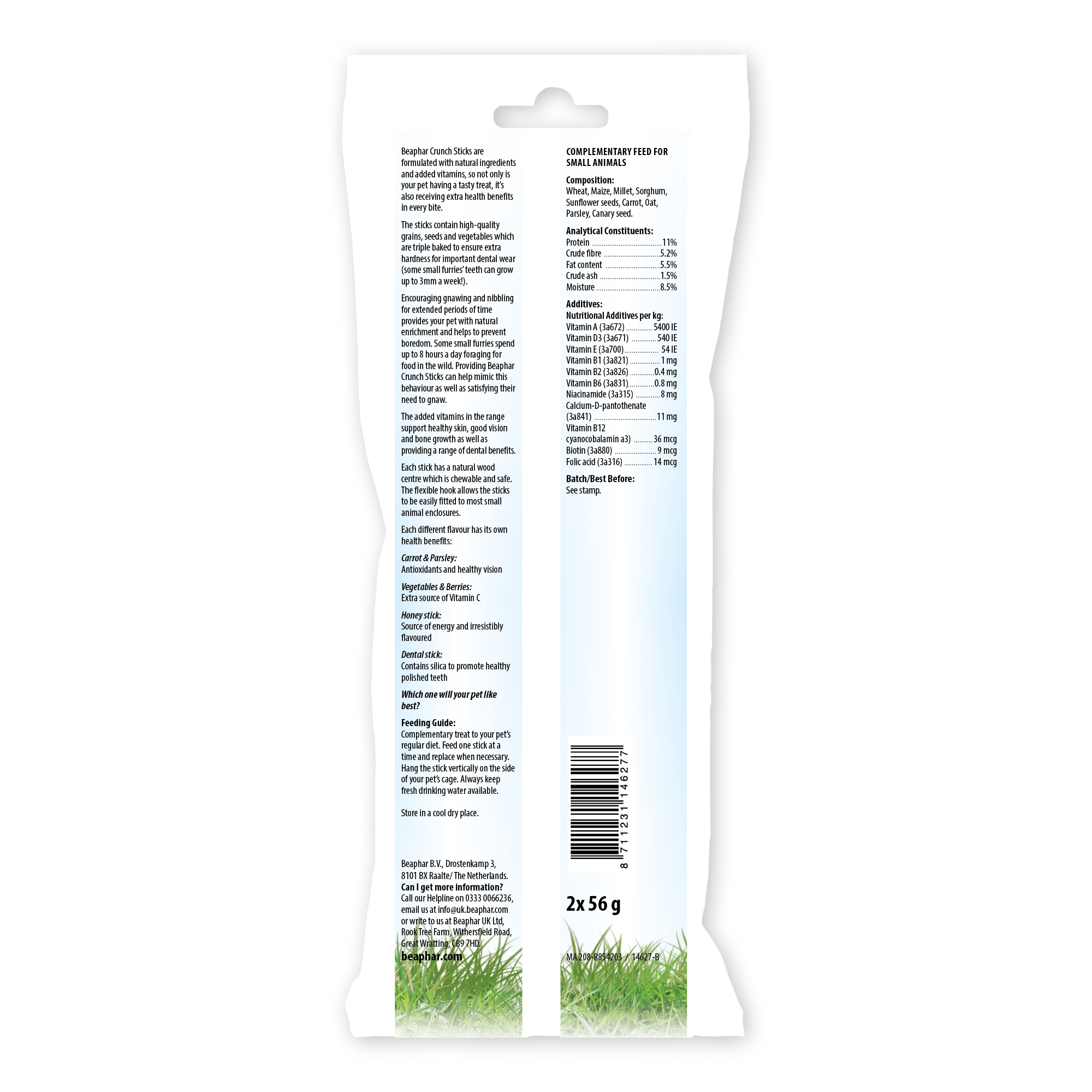 Beaphar Vegetable & Berry Crunch Sticks for Small Animals, 2 sticks