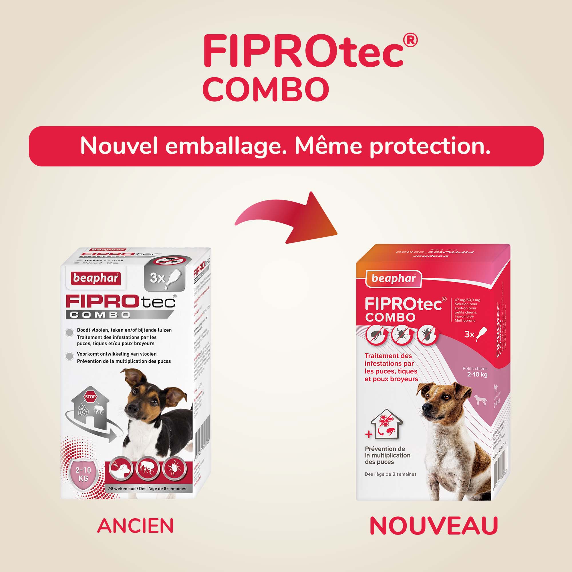 FIPROtec COMBO 67 mg / 60,3 mg, Solution pour spot-on pour petits chiens