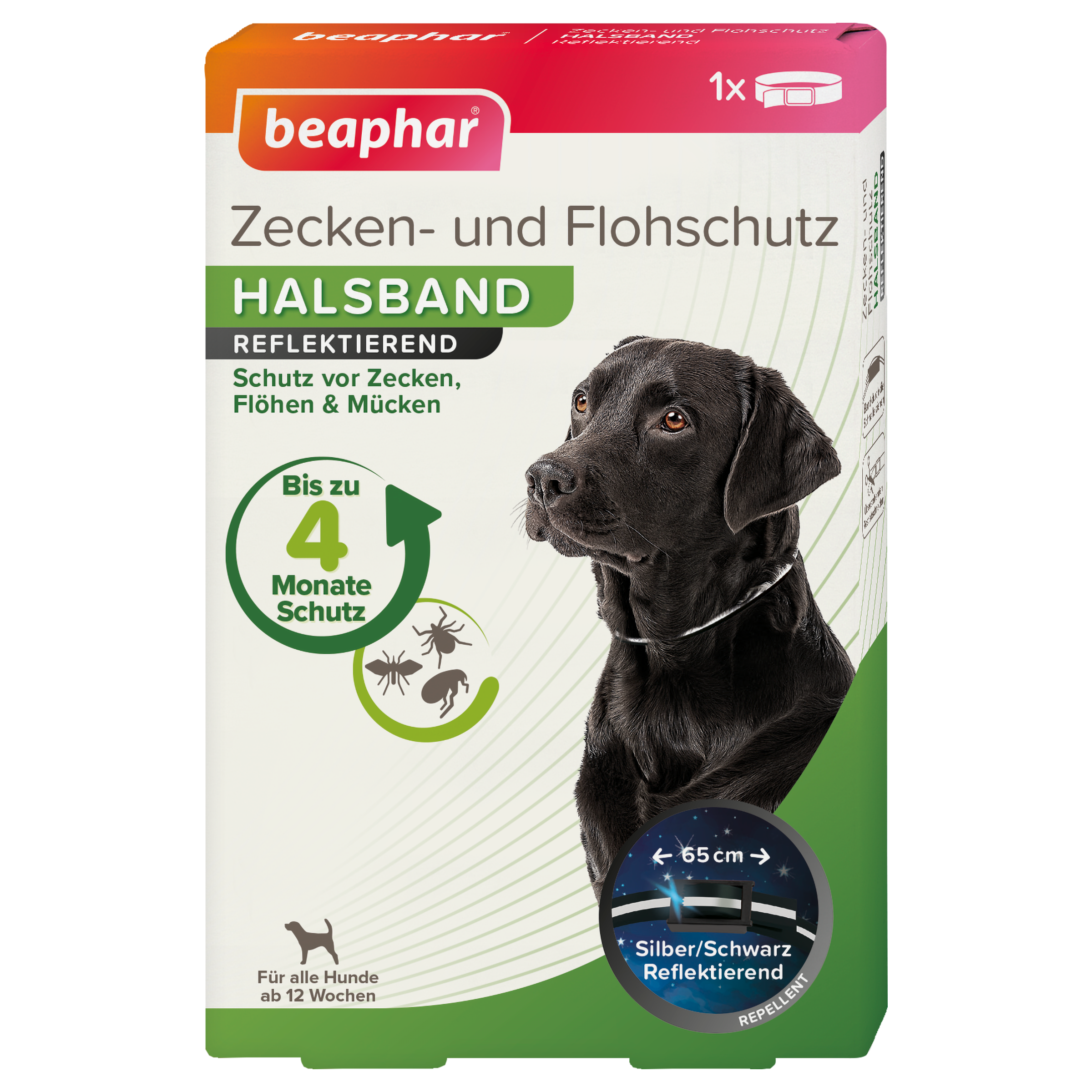 Beaphar Zecken- und Flohschutz Halsband reflektierend, 65cm