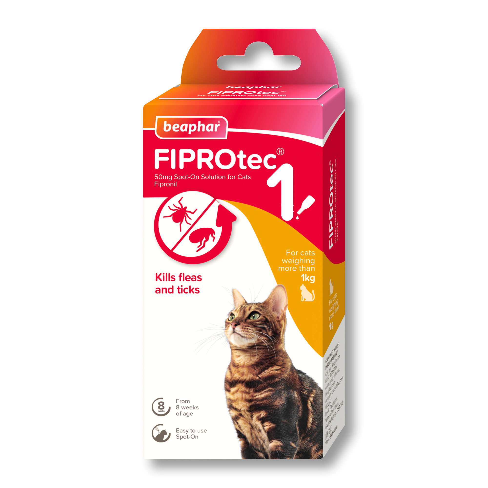 Beaphar FIPROtec® Flea & Tick Spot-On for Cats, 1 Pipette