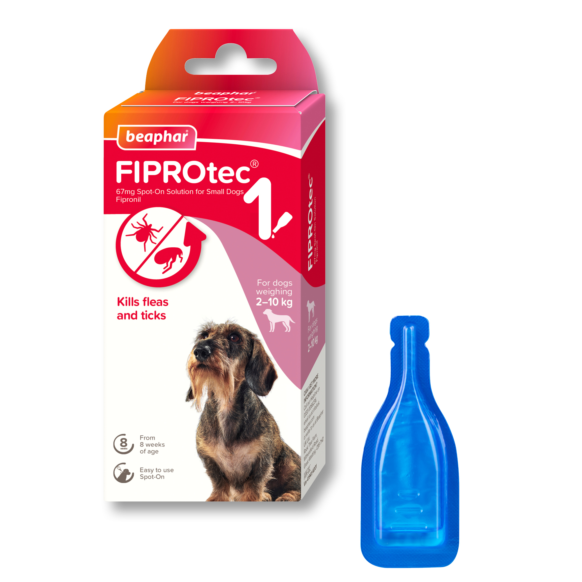 Beaphar FIPROtec® Flea & Tick Spot-On for Small Dogs (2-10kg), 1 Pipette