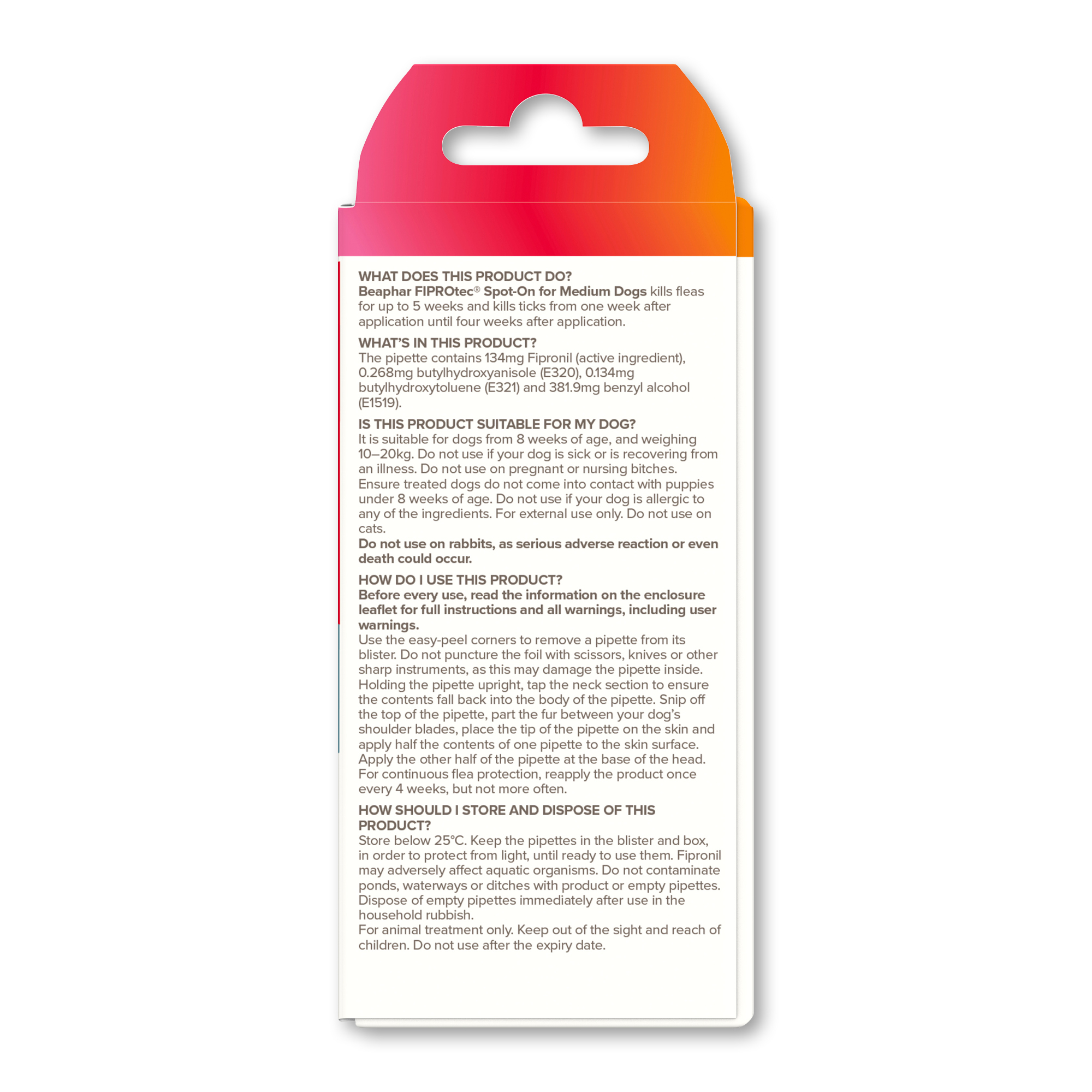 Beaphar FIPROtec® Flea & Tick Spot-On for Medium Dogs (10-20kg), 1 Pipette