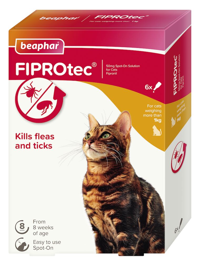 Beaphar FIPROtec® Flea & Tick Spot-On for Cats, 6 Pipettes