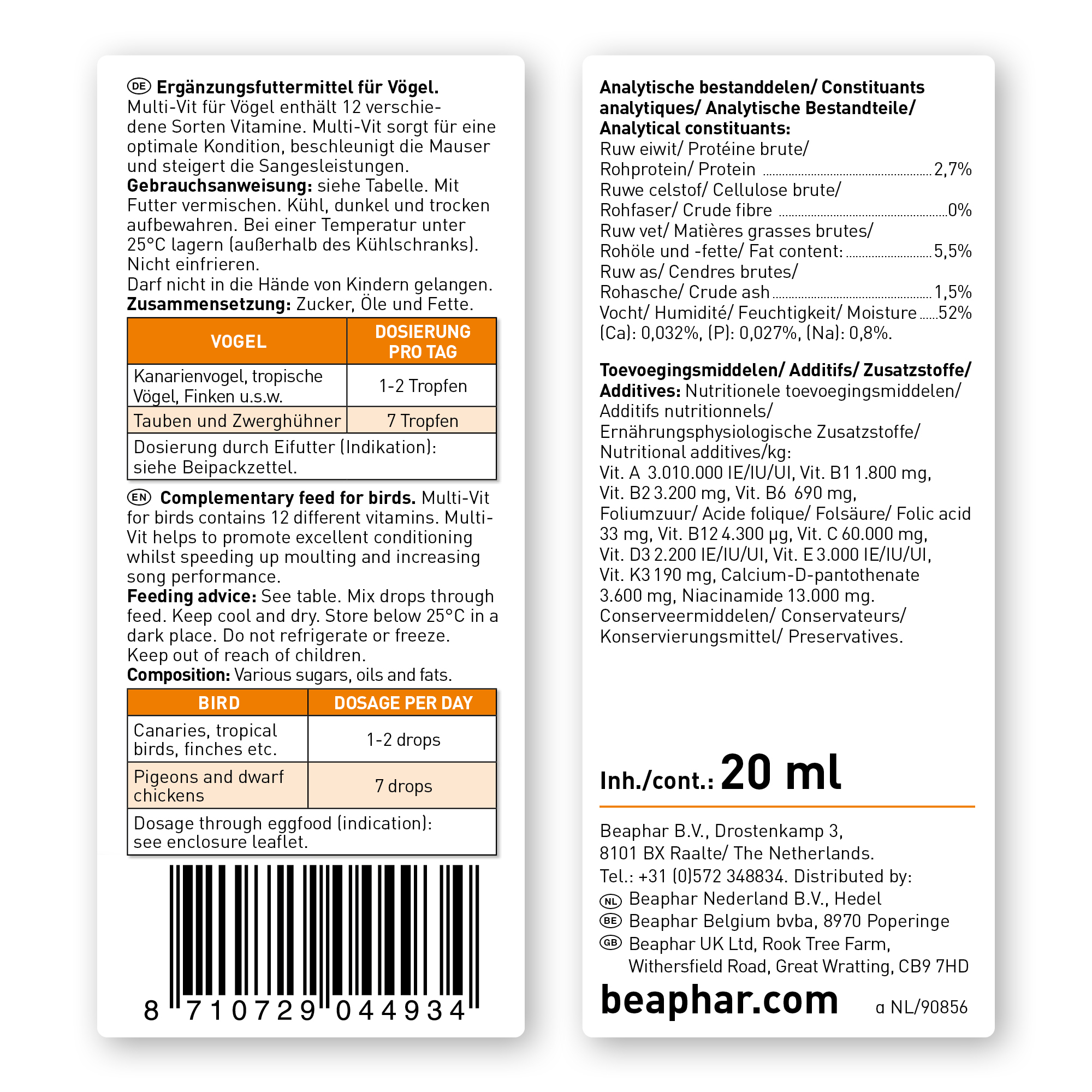 Beaphar Multi-Vitamin Liquid for Birds