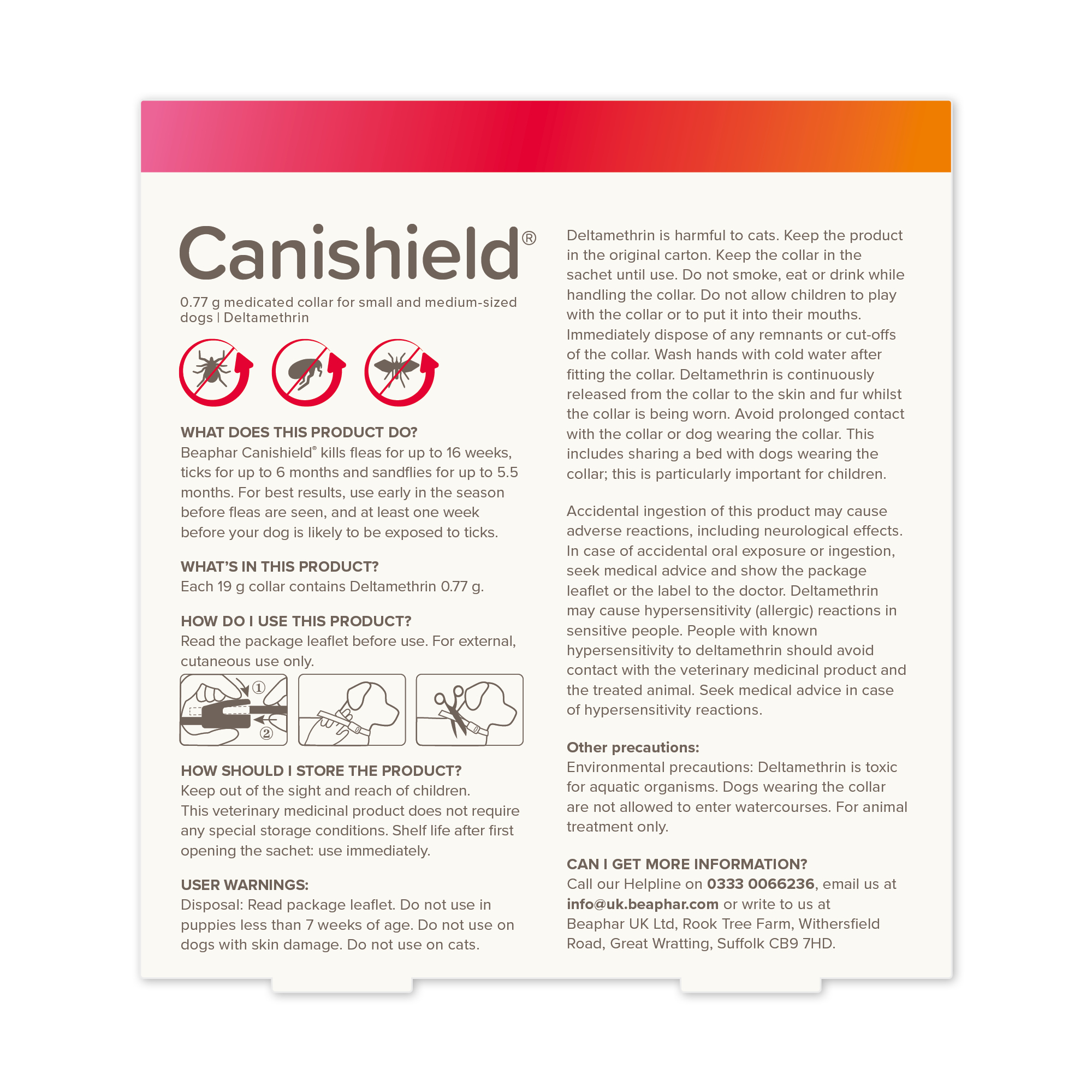 Beaphar Canishield® Flea & Tick Collar for Small & Medium Dogs – up to 48cm