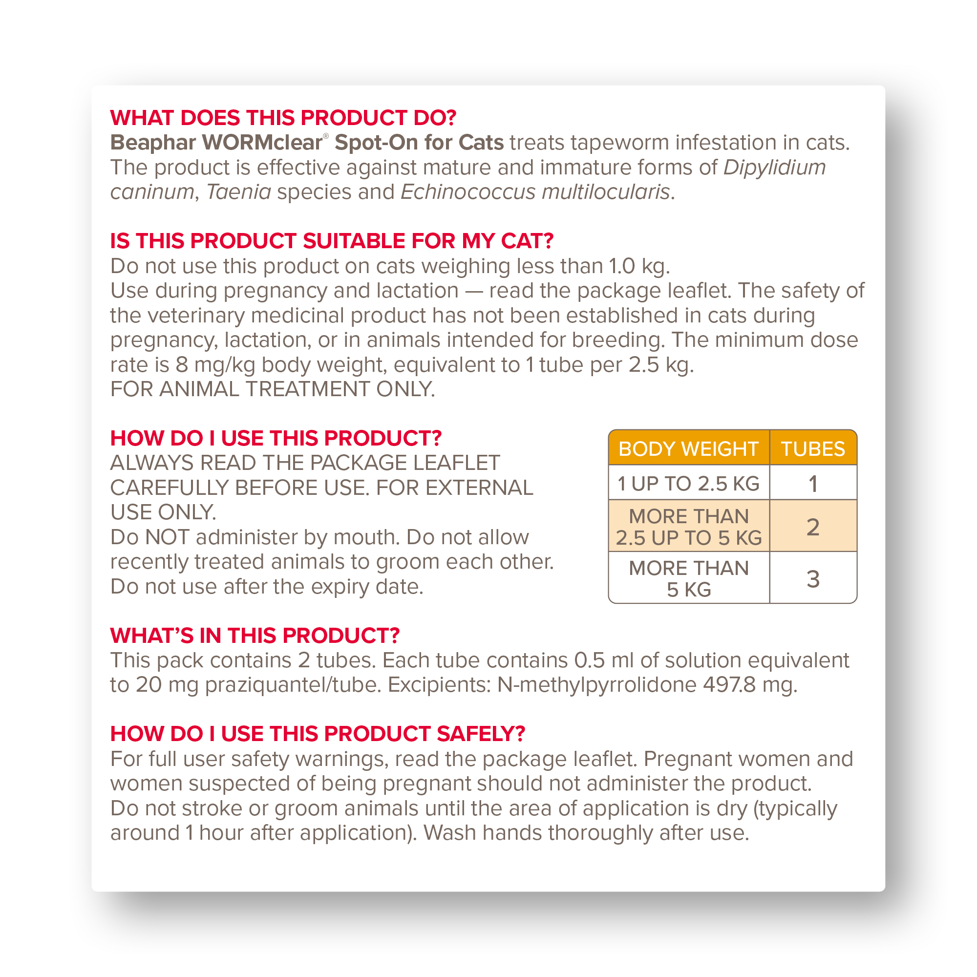 Beaphar WORMclear® Spot-On for Cats – 2 Pipettes