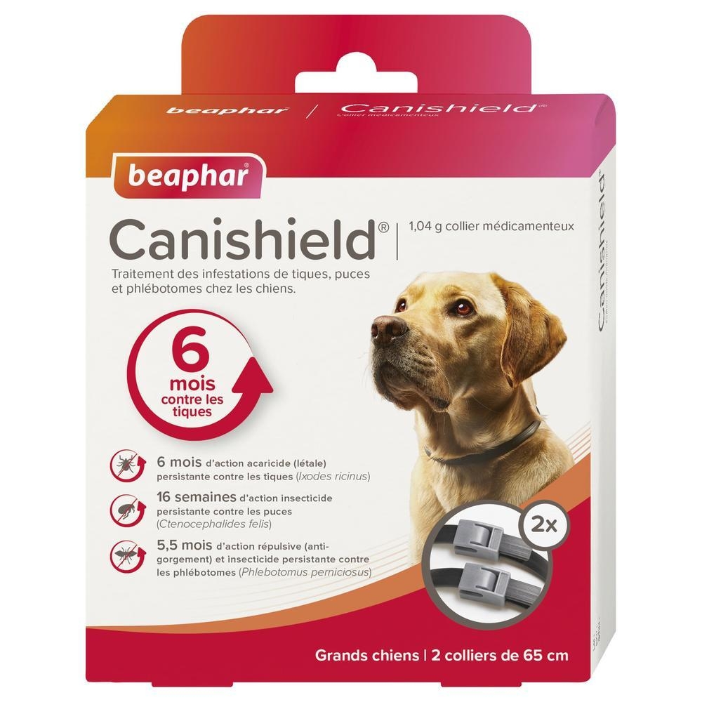 Canishield 1,04 g collier médicamenteux pour grands chiens x2