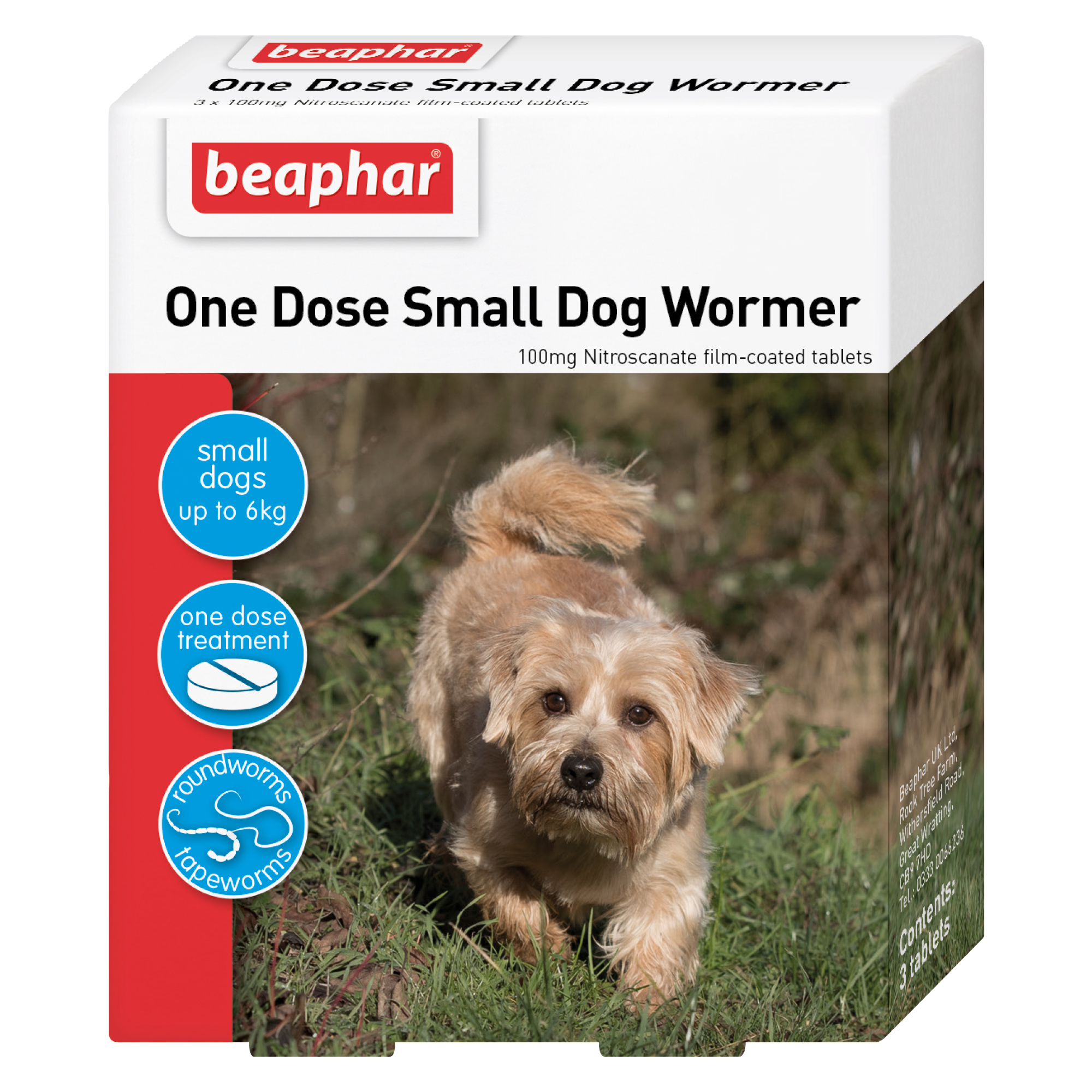 Beaphar One Dose Worming Tablets (For Small Dogs up to 6kg), 3 tablets